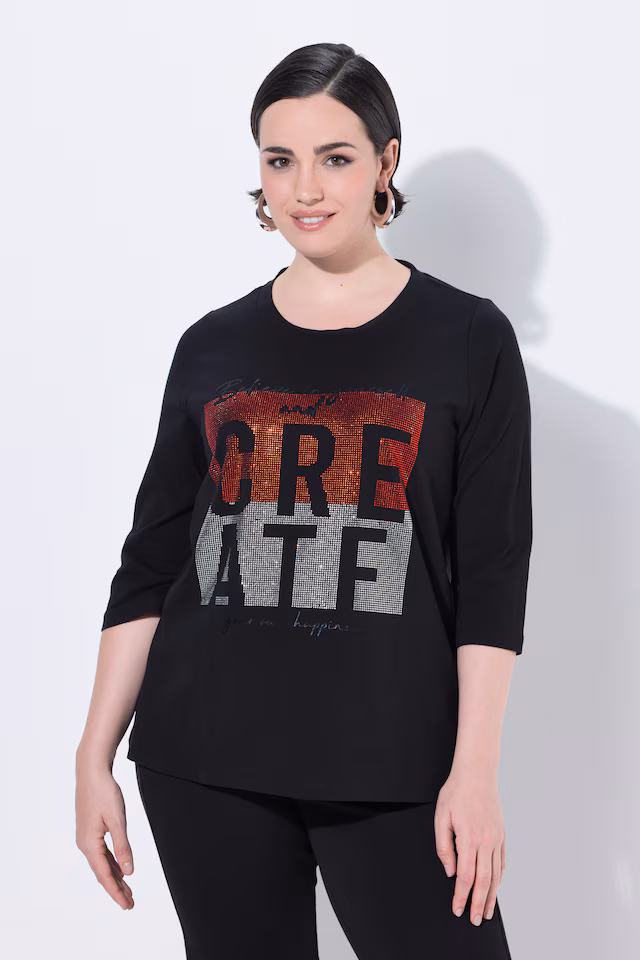 Rhinestone Motivational 3/4 Sleeve Tee