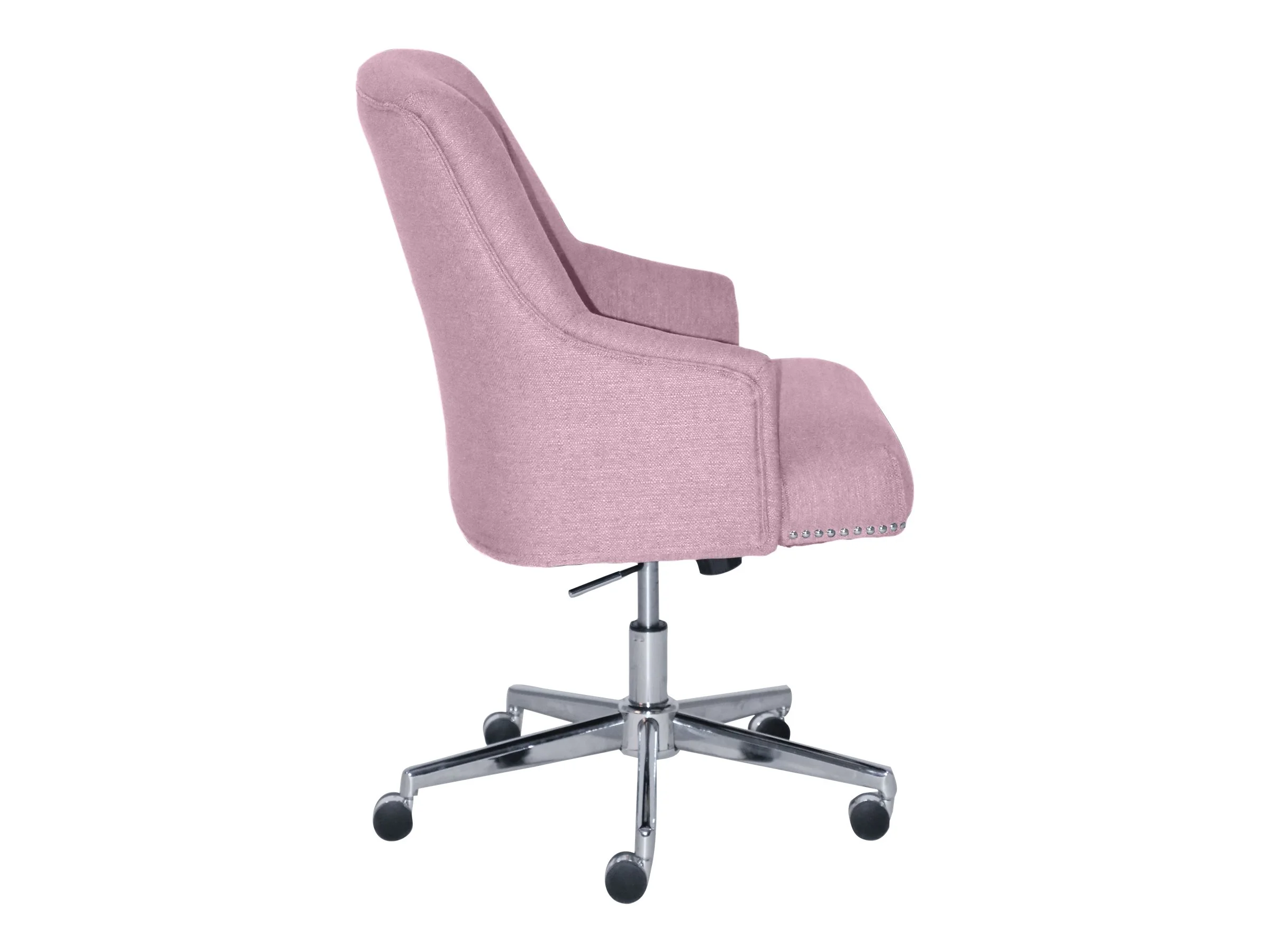 Leighton Home Office Desk Chair Chrome Nailheads Twill Fabric Lilac Purple(Lilac Fabric) - Image 8