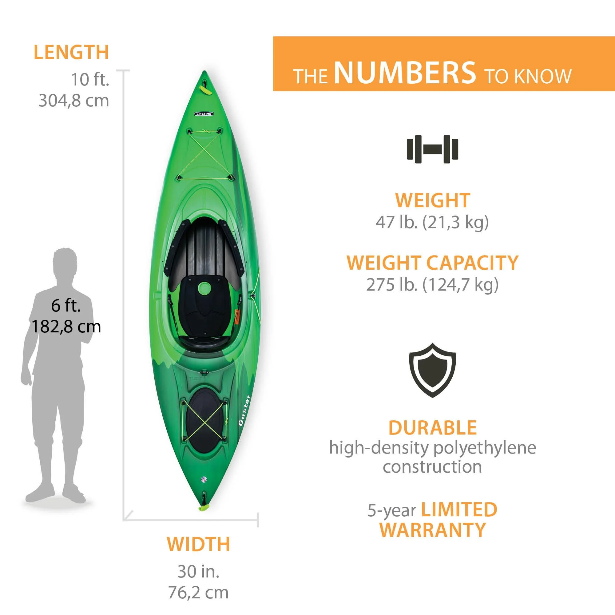 Lifetime Guster 10 Sit - Inside Kayak - Lime Green (90527)