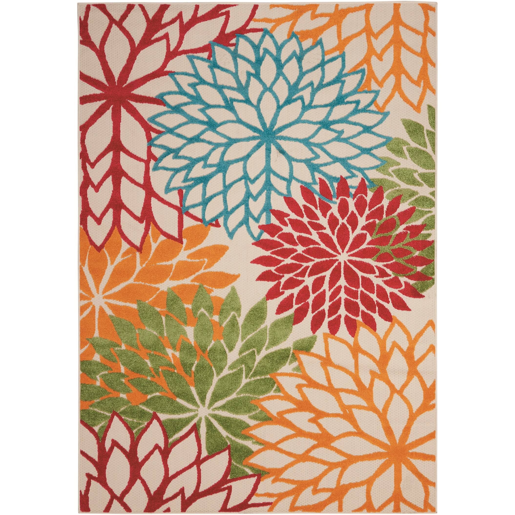 Nourison Aloha Collection Indoor Outdoor Area Rug, Orange/Green