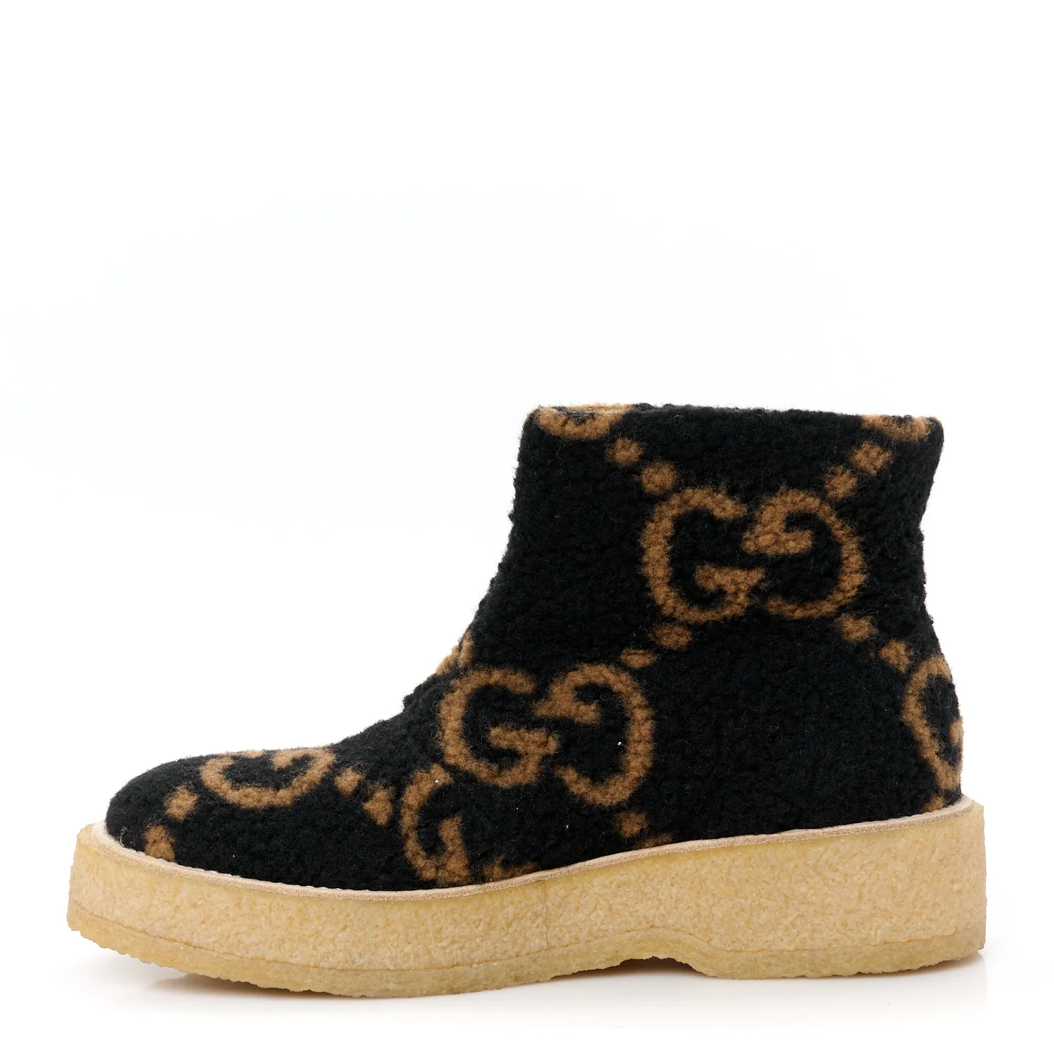 Faux Shearling Hooper GG Womens Ankle Boots 38.5 Black Natural Tan