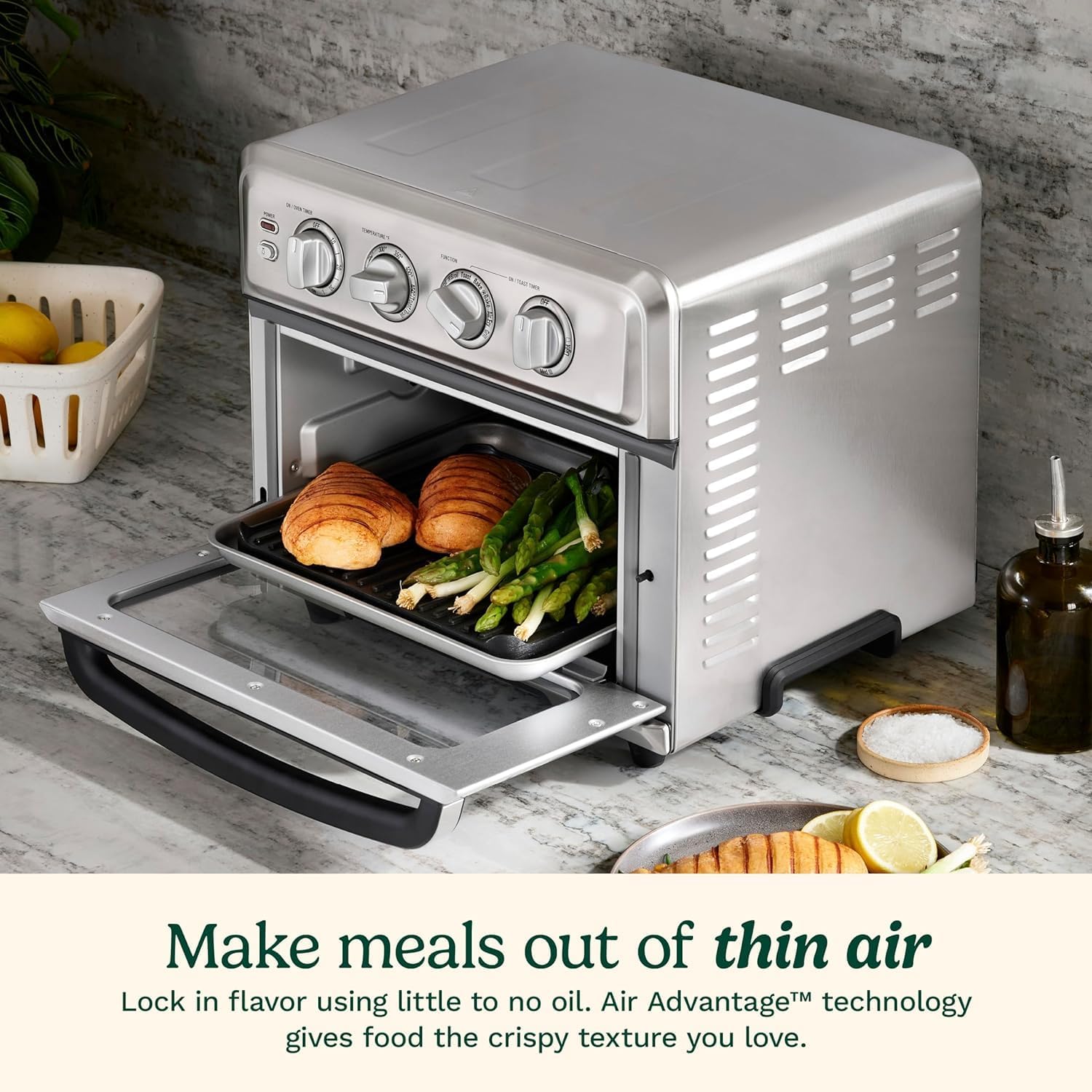 Cuisinart Air Fryer Toaster Oven, 1800W, 8-in-1 with Air Fry, Convection, Broil & Warm, 0.6 Cubic Feet, 60-Minute Timer, TOA-70NAS, Stainless Steel| 1800W power, 0.6 cuft. capacity, convection, broil and warm modes, 60-minute timer