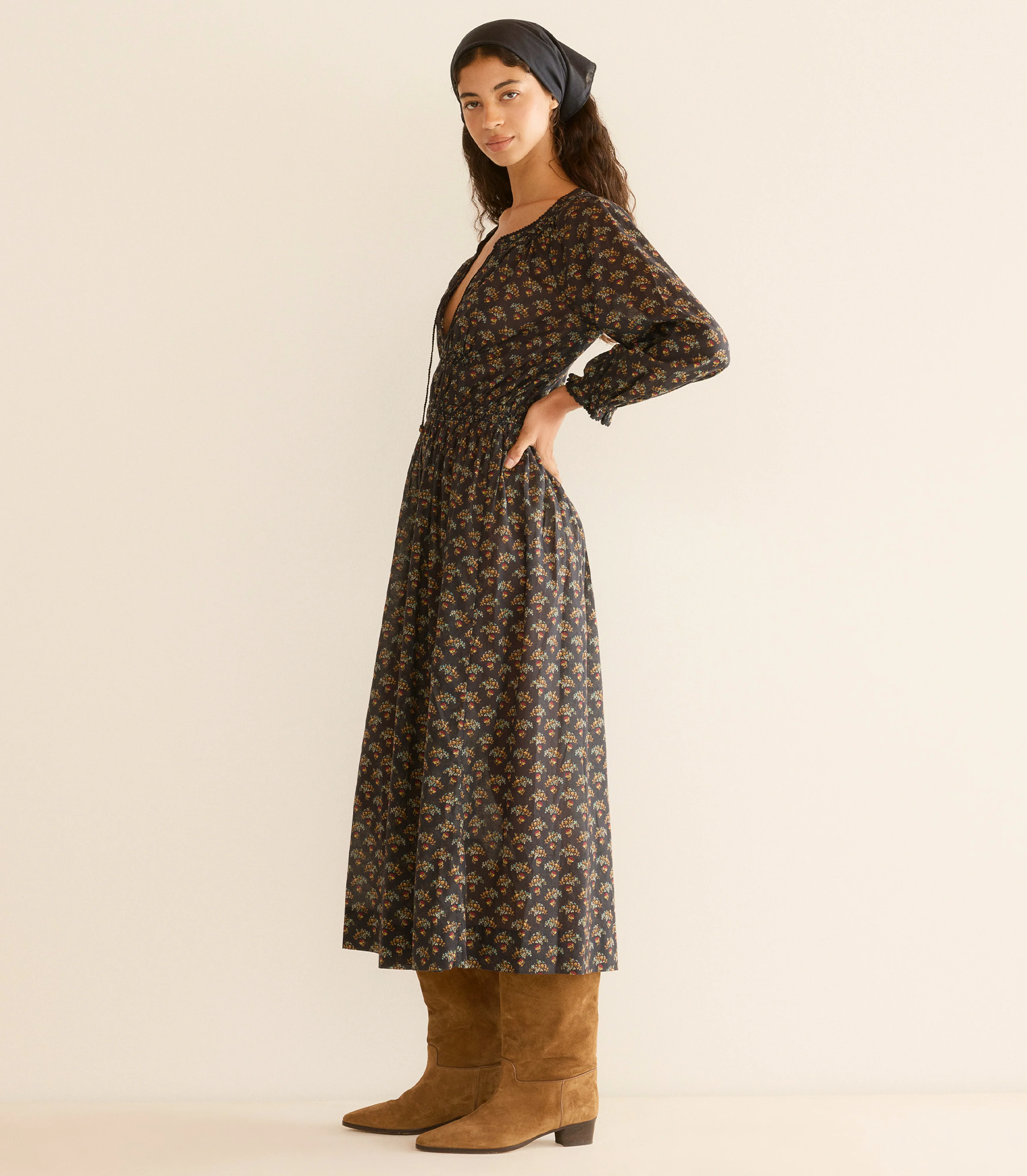 DELFINA DRESS -- DELPHINIUM FLORAL