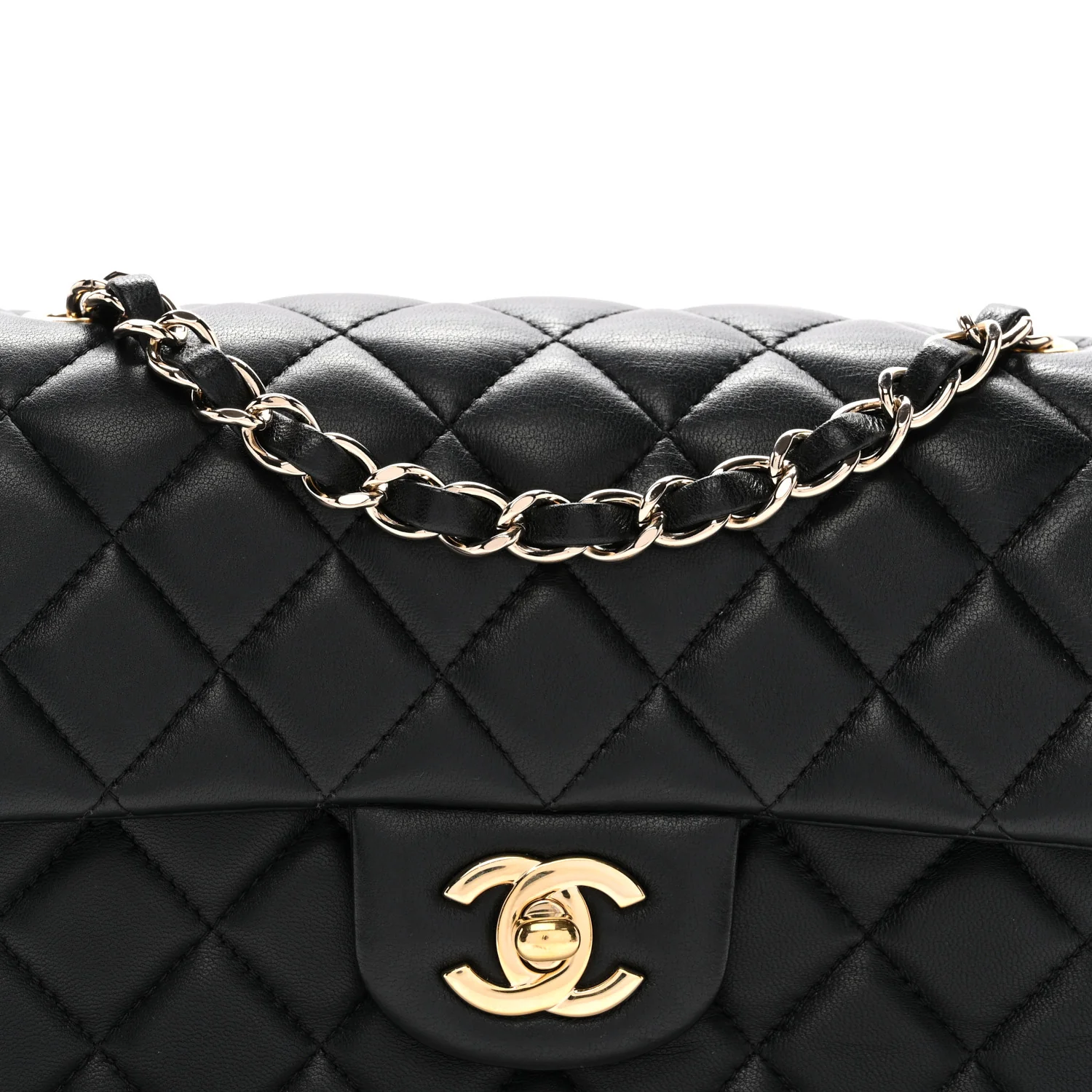 Lambskin Quilted Mini Rectangular Flap Black