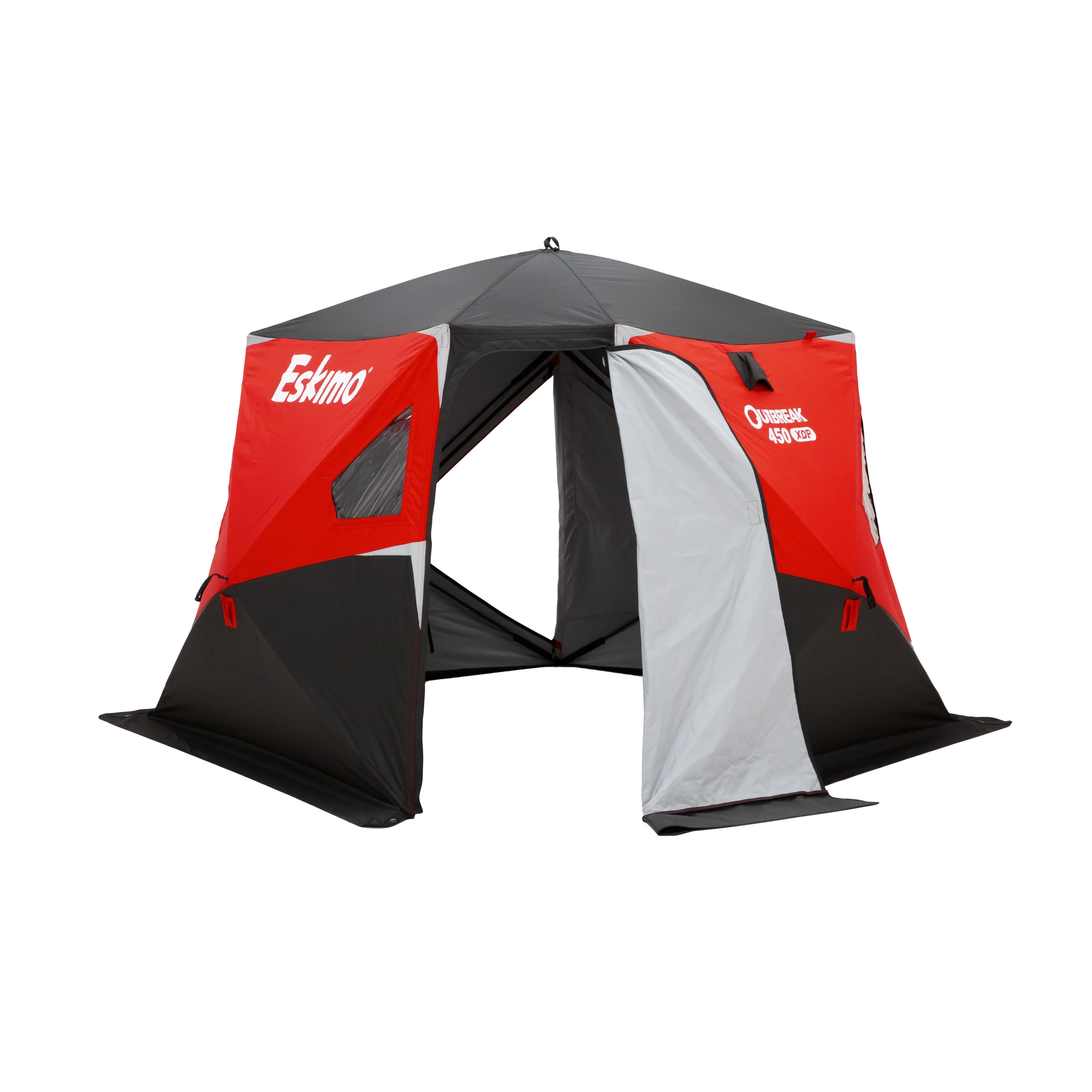 Eskimo® Outbreak 450XDP, Pop - up Portable Ice Fishing Shelter, 4 - 5 Person, Red/Black, 50450