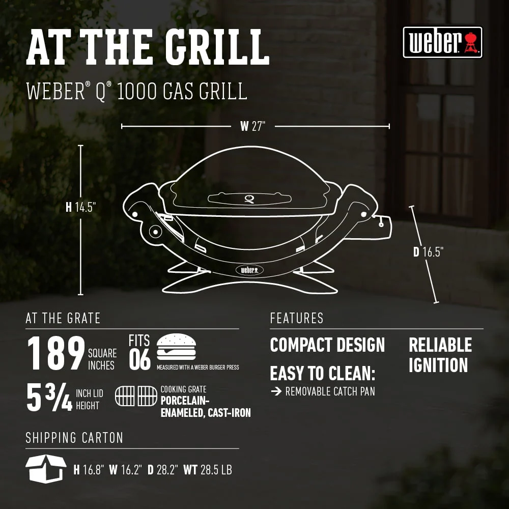 Q 1000 1 Burner Portable Gas Grill, Titanium(189) Image 3