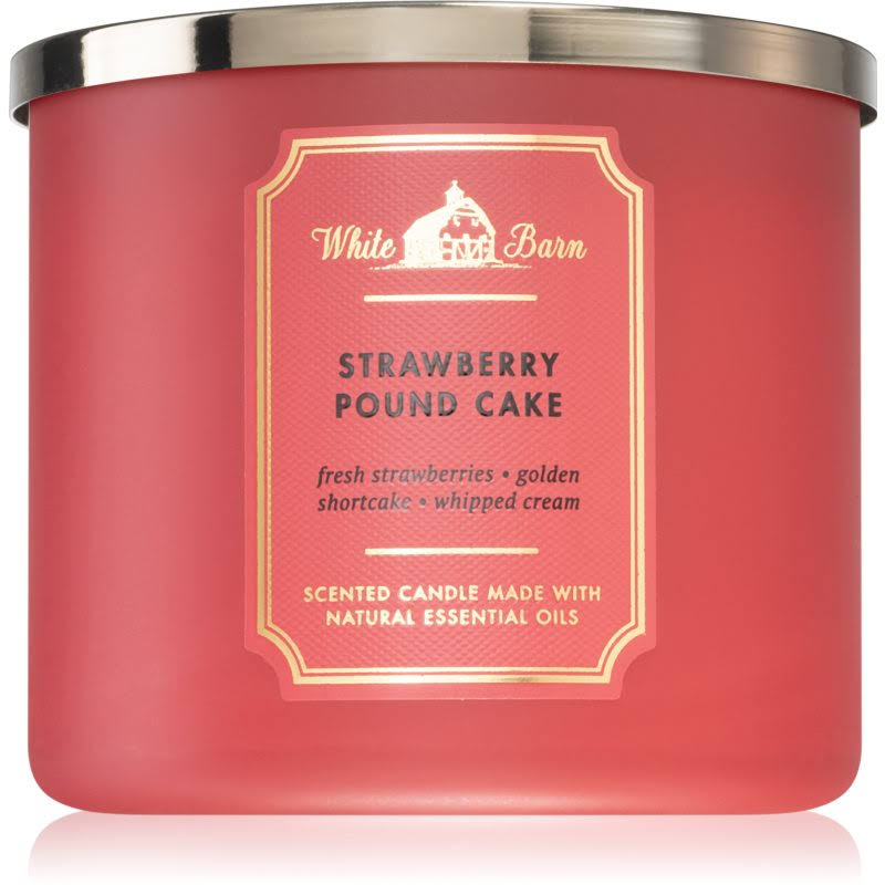 Bath & Body Works Accents | Bath & Body Works Strawberry Pound Cake 3 Wick Candle | Color: Red | Size: Os | Pikeside_Ds's Closet