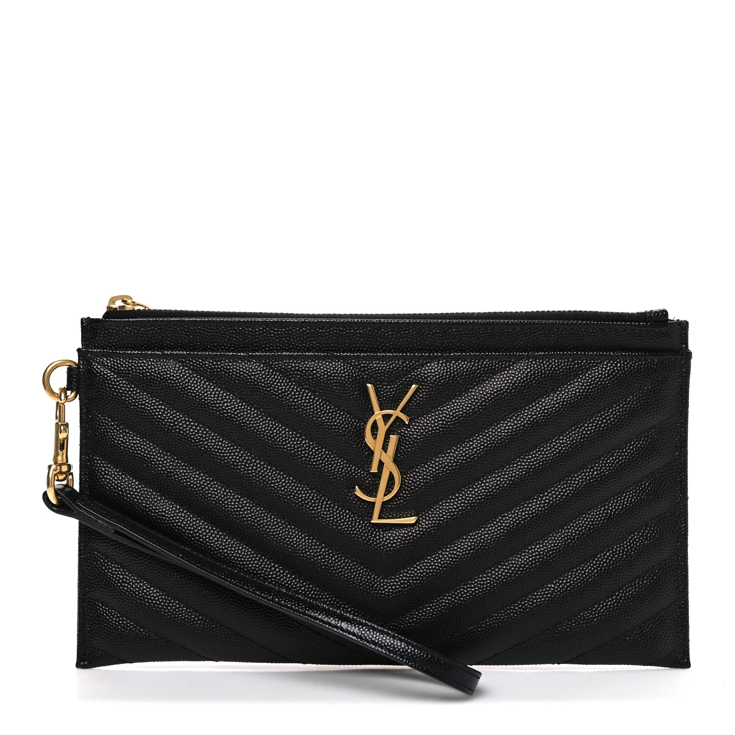 Grain De Poudre Chevron Monogram Large Bill Pouch Black
