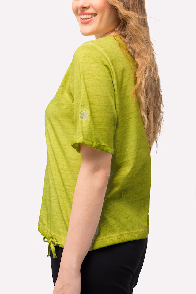 Cold Dyed Sweetheart Neckline Short Sleeve Tee