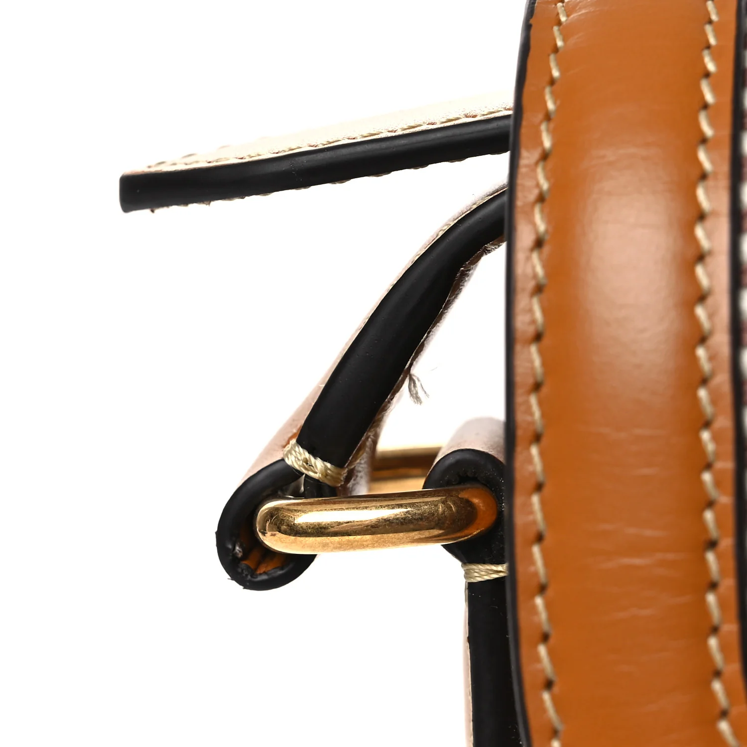 Smooth Calfskin Canvas 9to5 Shoulder Bag Natural Golden