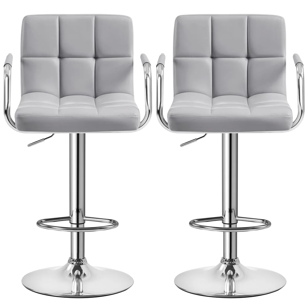 Yaheetech 2pcs PU Leather Adjustable Bar Stools for Dining Room, Black(Beige) Image 10