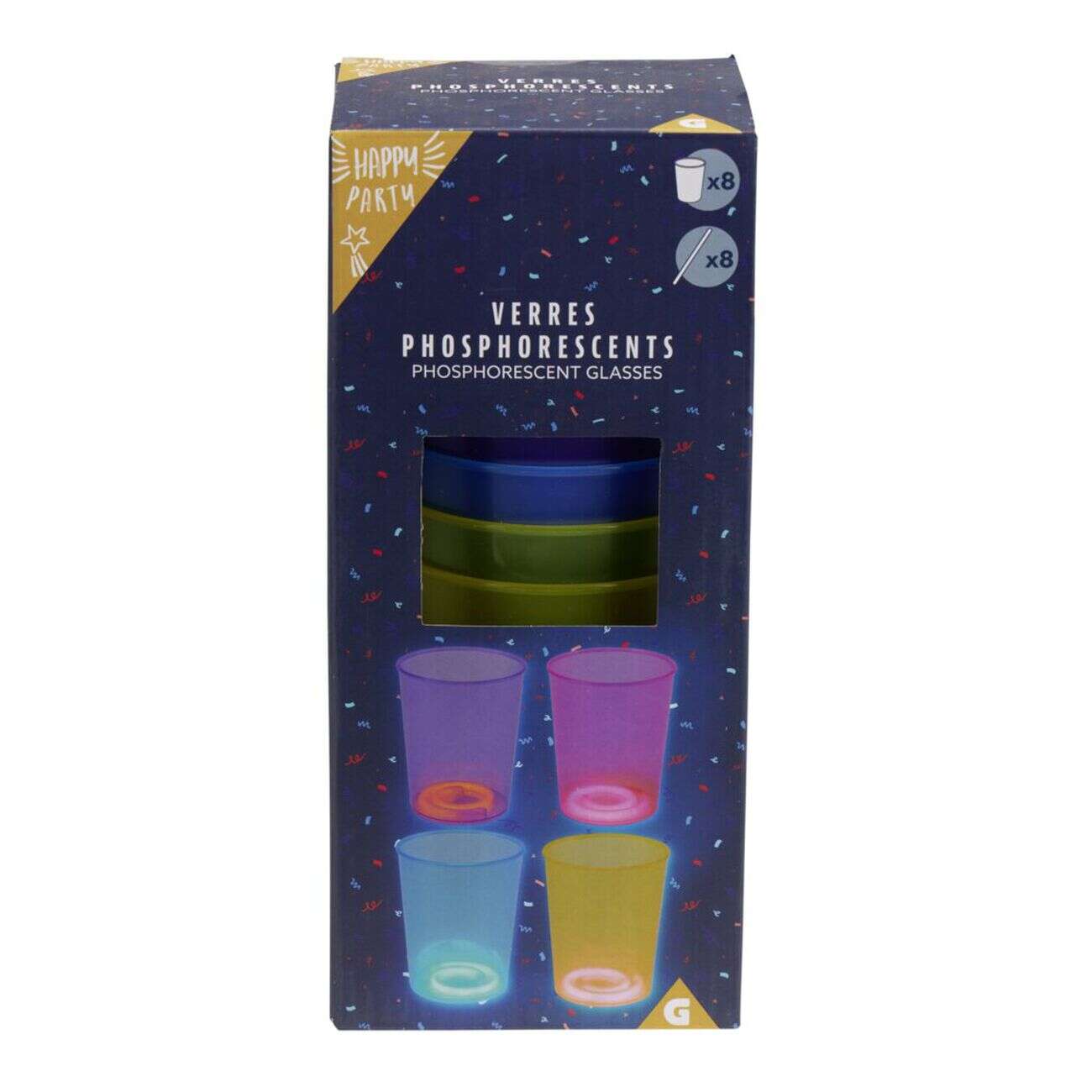 Gobelet phosphorescent avec sticks assortis x10