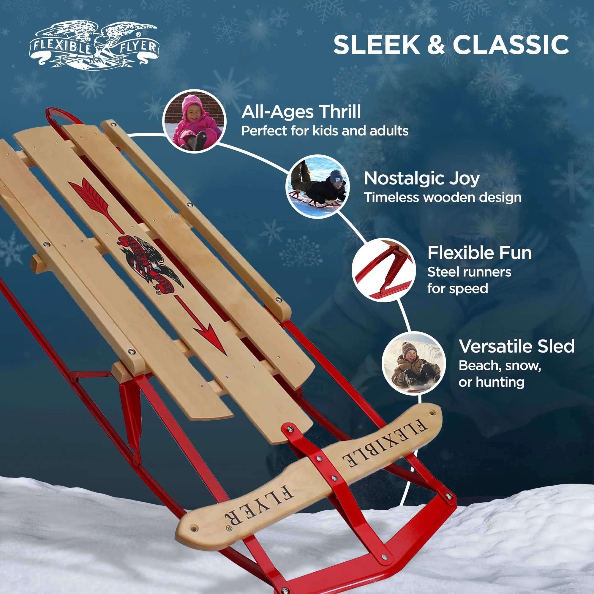1048 Metal Runner Steel Wood Snow Slider Sled, 48 inch(48") - Image 10
