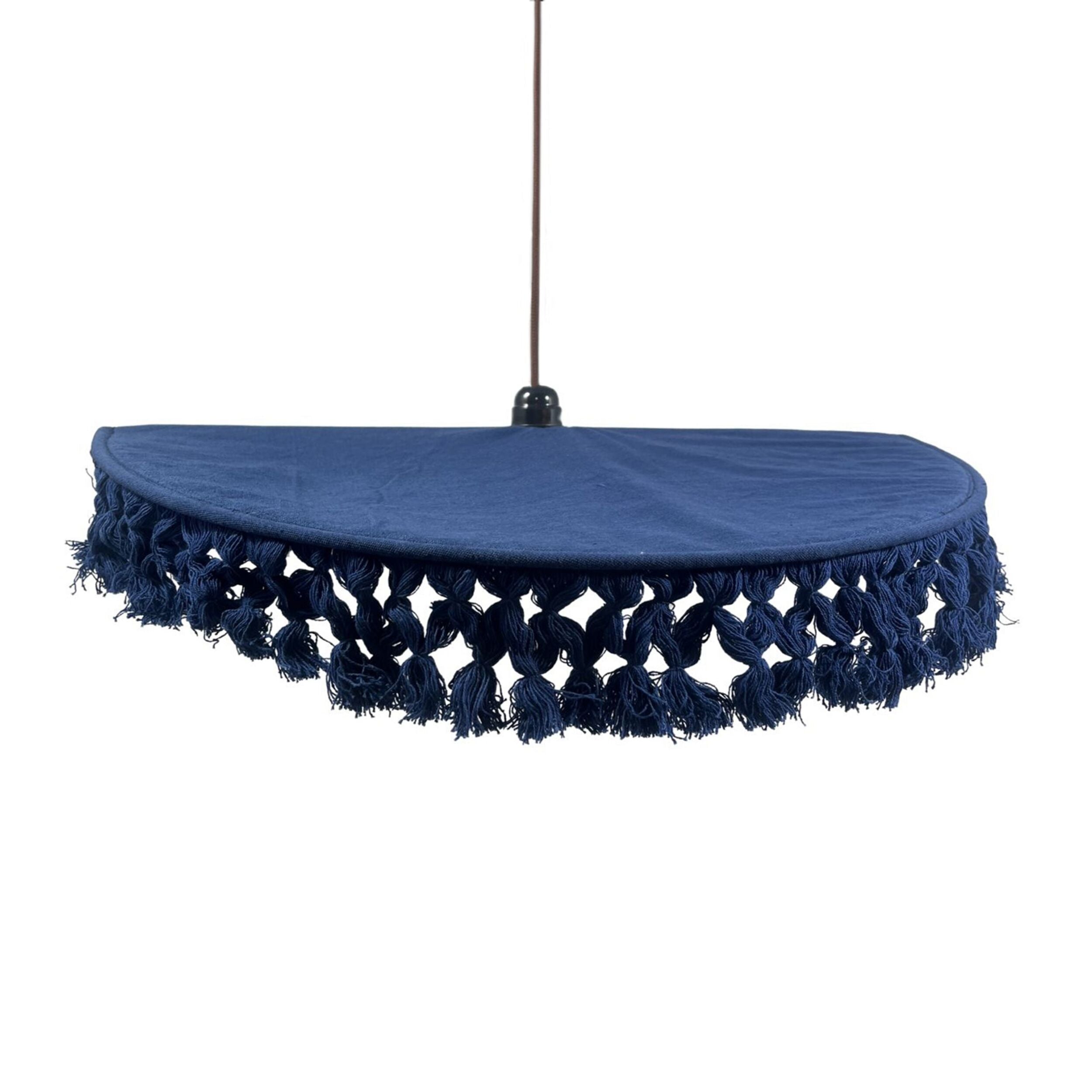 Fiesta Fringed Cotton Pendant Blue 60cm - SHADE ONLY