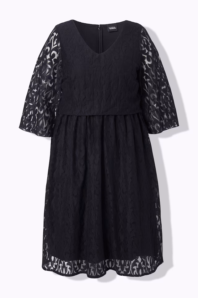 Lace Layered Short Sleeve Midi Dress
