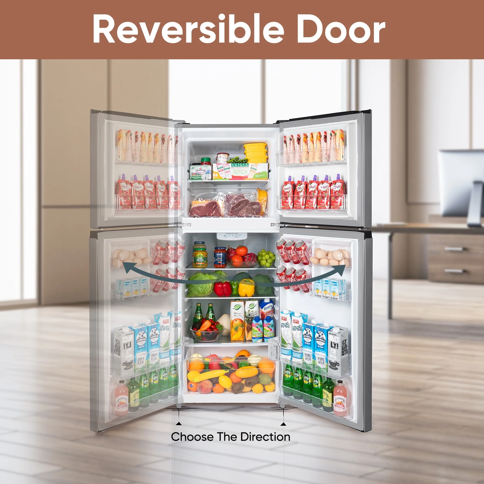 11.6 Cu.Ft. Top Freezer Refrigerator, Two Door Frost Free Apartment Size Refrigerator, Energy Star, Stainless Steel Door, Adjustable Thermostat Control, BD116 - Image 5