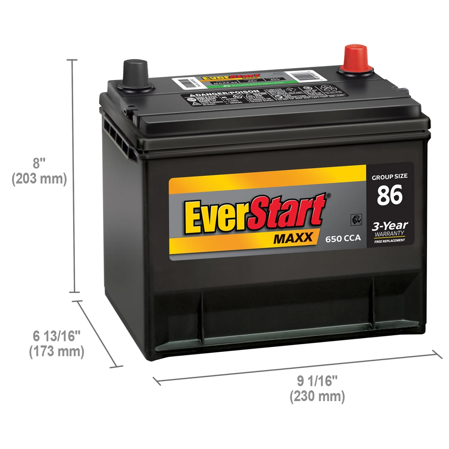 Maxx Lead Acid Automotive Battery, Group Size 86 12 Volt, 650 CCA - Image 5