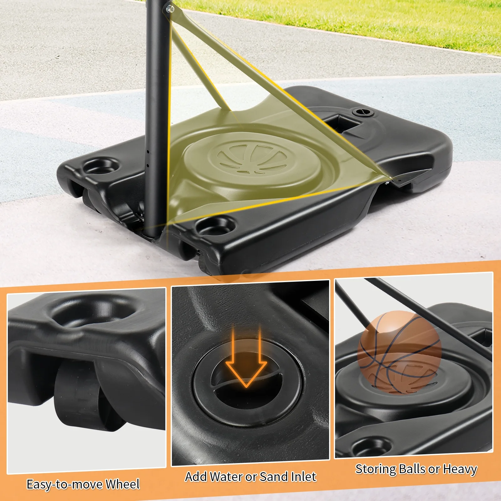 4.4-10FT Portable Basketball Hoop, 44inch PC Backboard, Basketball Goal System Outdoor Indoor - Image 5