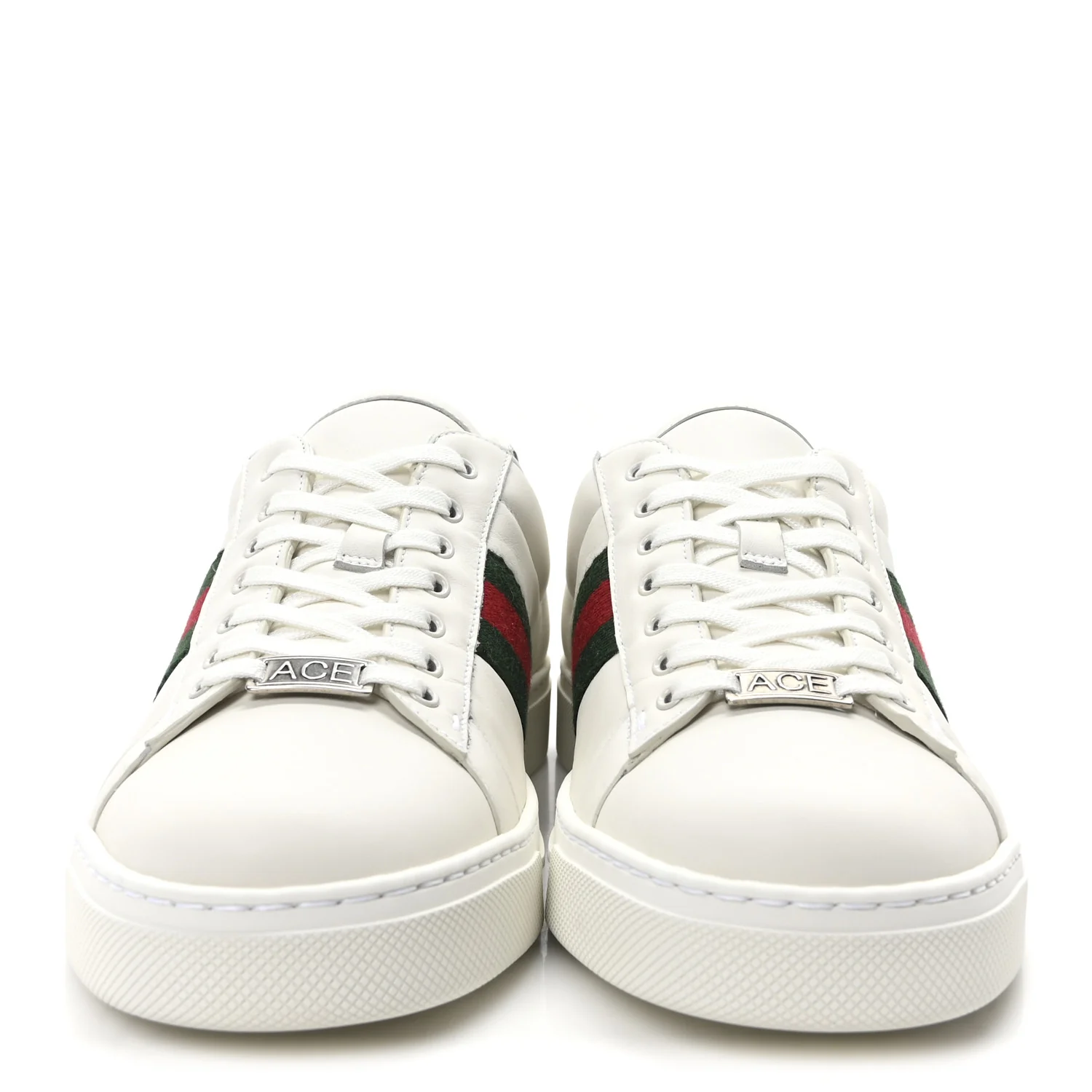Calfskin Crocodile Web Womens Ace Sneakers 39.5 White Green