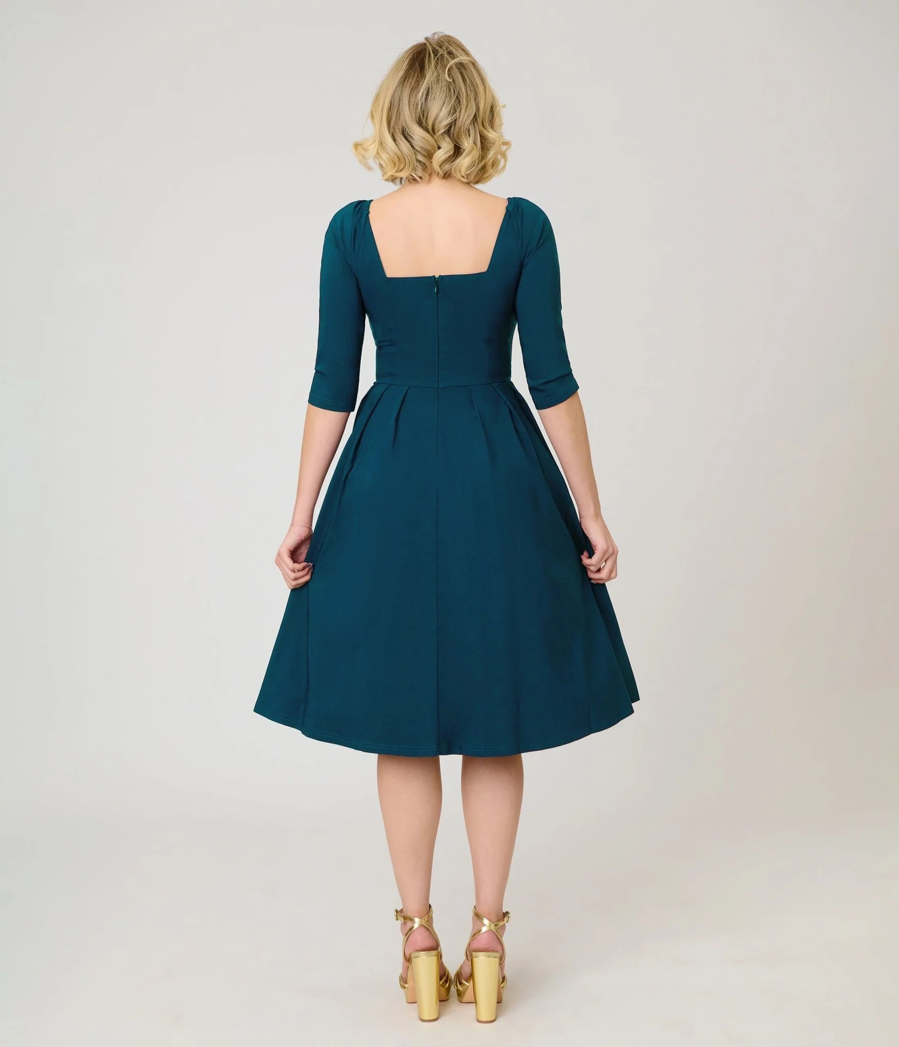 Unique Vintage Teal Lamar Swing Dress