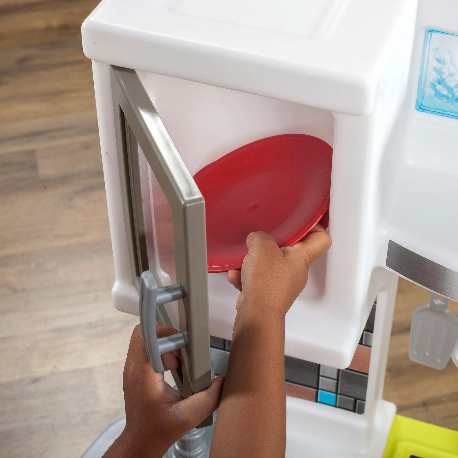 Contemporary Chef Brown and White Toddler Plastic Play Kitchen - Image 10