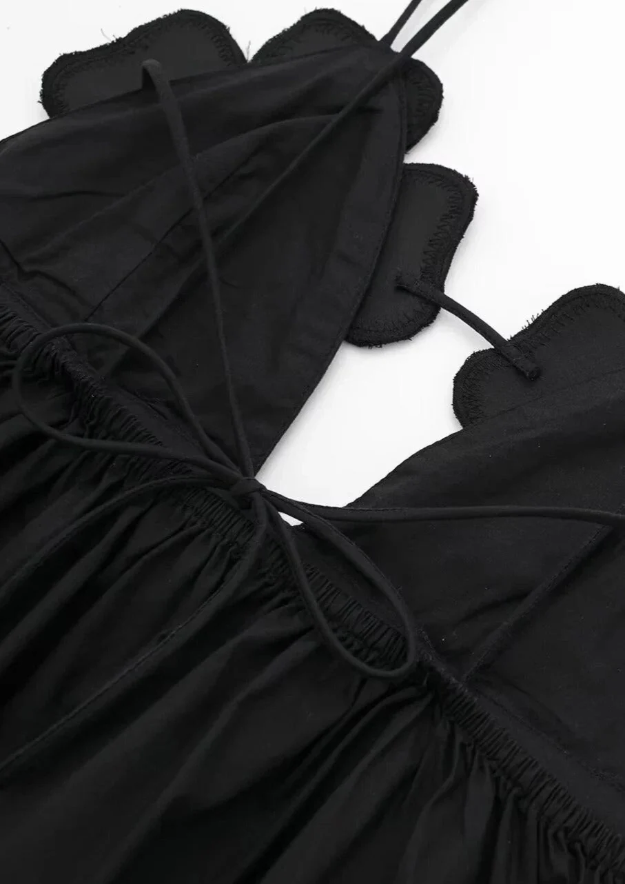 Haut noir en satin pour femme à col bénitier