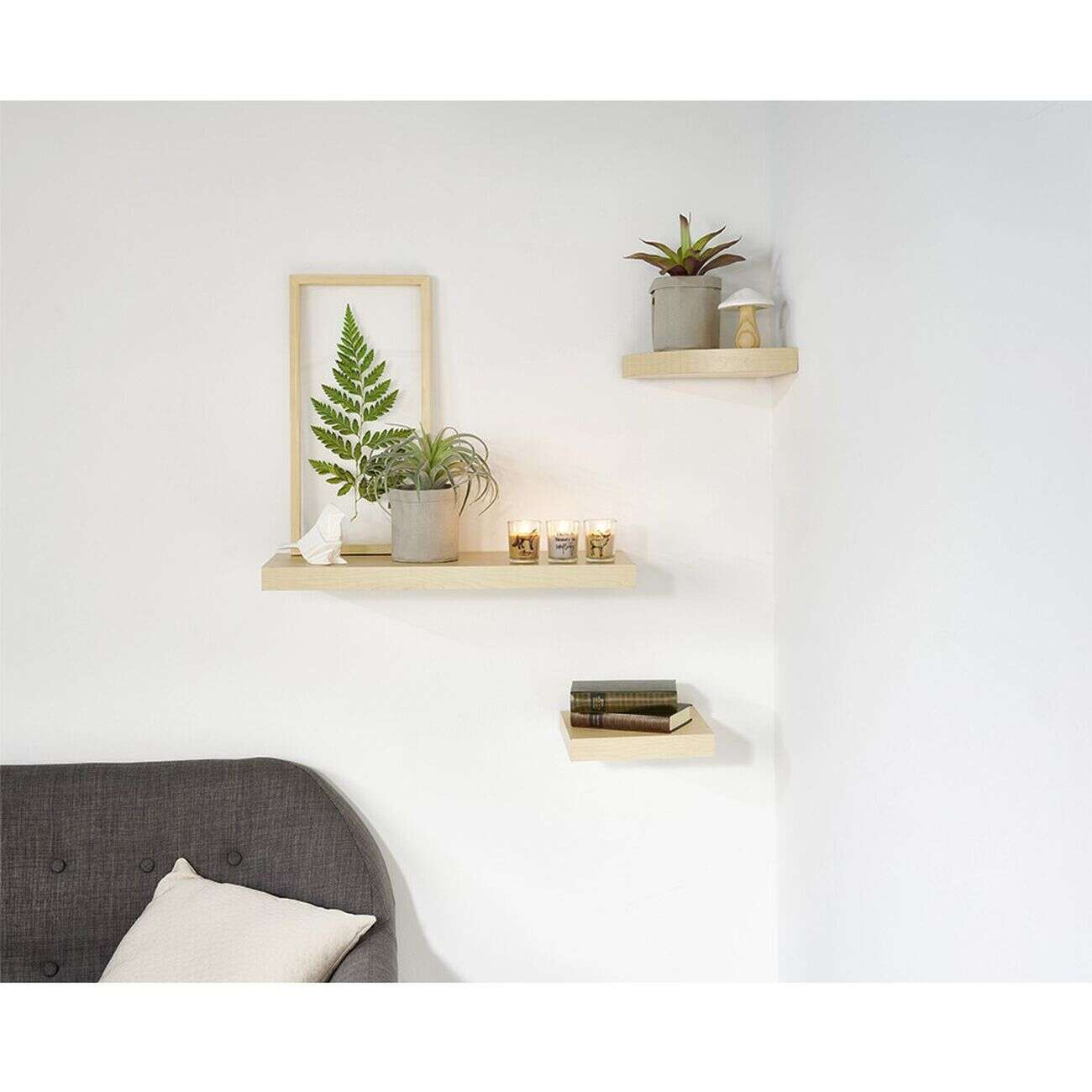 Étagère murale rectangulaire bois beige