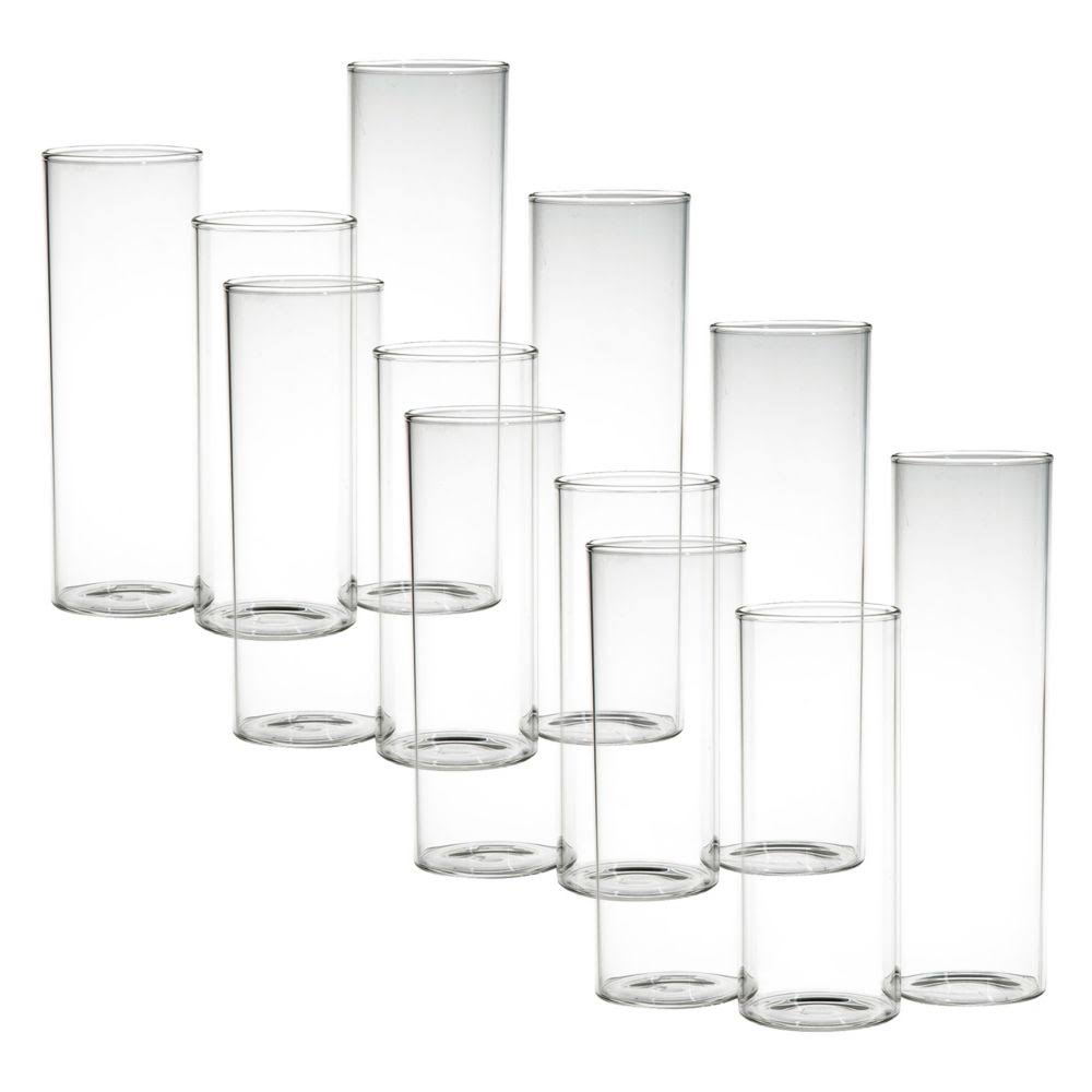 Fun Express Bulk Glass Cylinder Vase Set - 12 PC