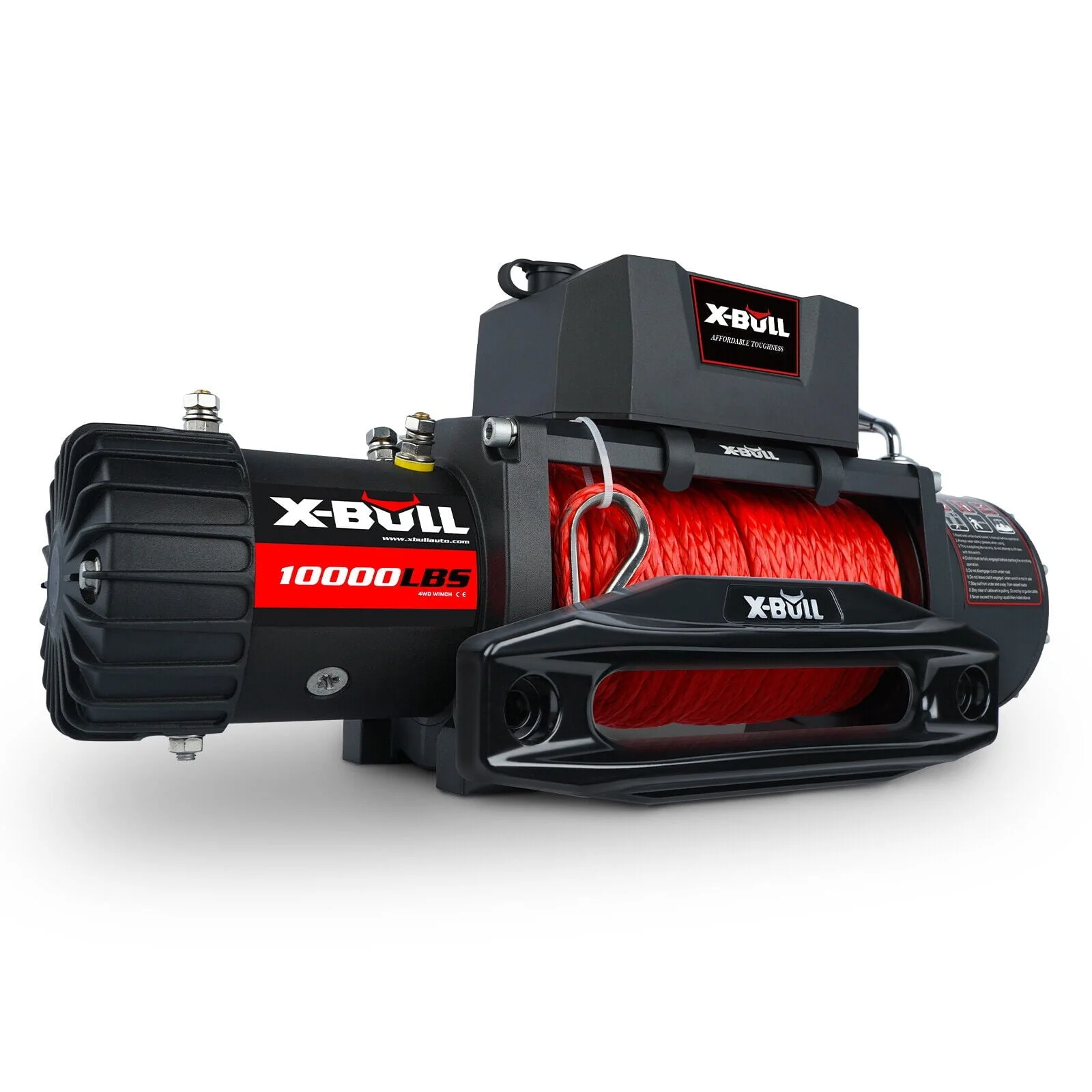 X BULL 10000lb Winch Load Capacity Electric Winch Kit 12V Synthetic Rope Waterproof Electric Winch with Hawse Fairlead with Wireless Handheld Remote and Corded Control Recovery Image 4