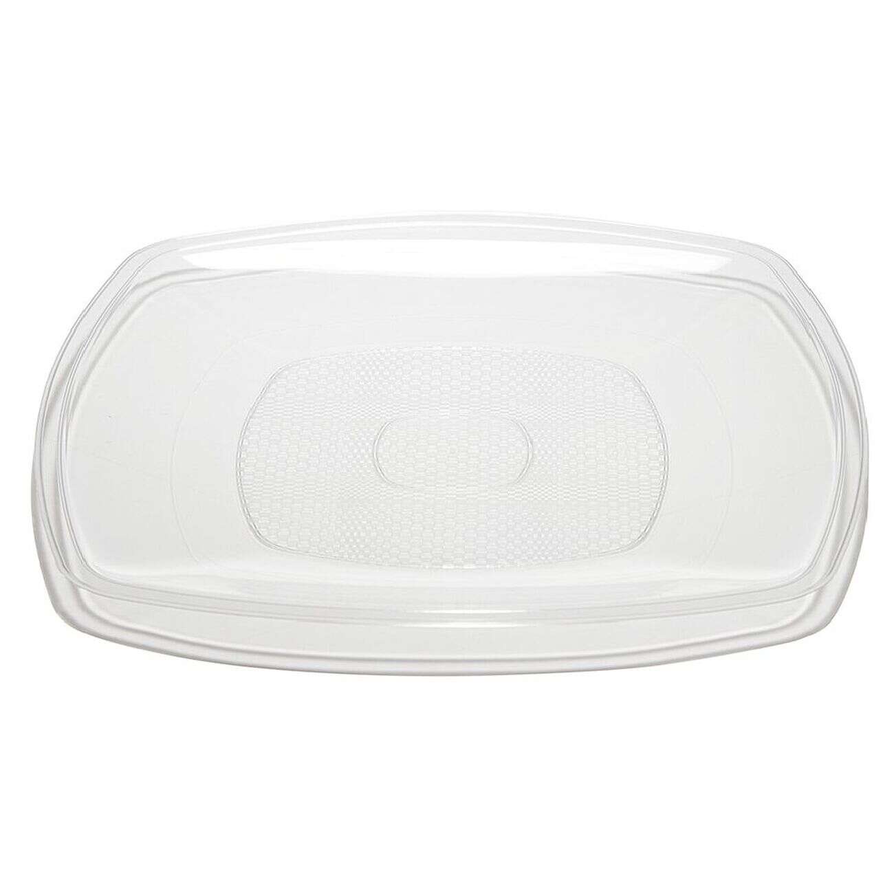 Lot de 6 assiettes carrées plastique transparent à bord arrondi 18,5x18,5 cm