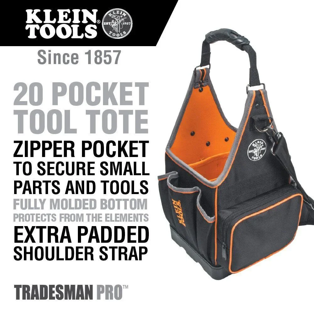 KLEIN TOOLS 8 LG Zipper Tool Tote 55415814