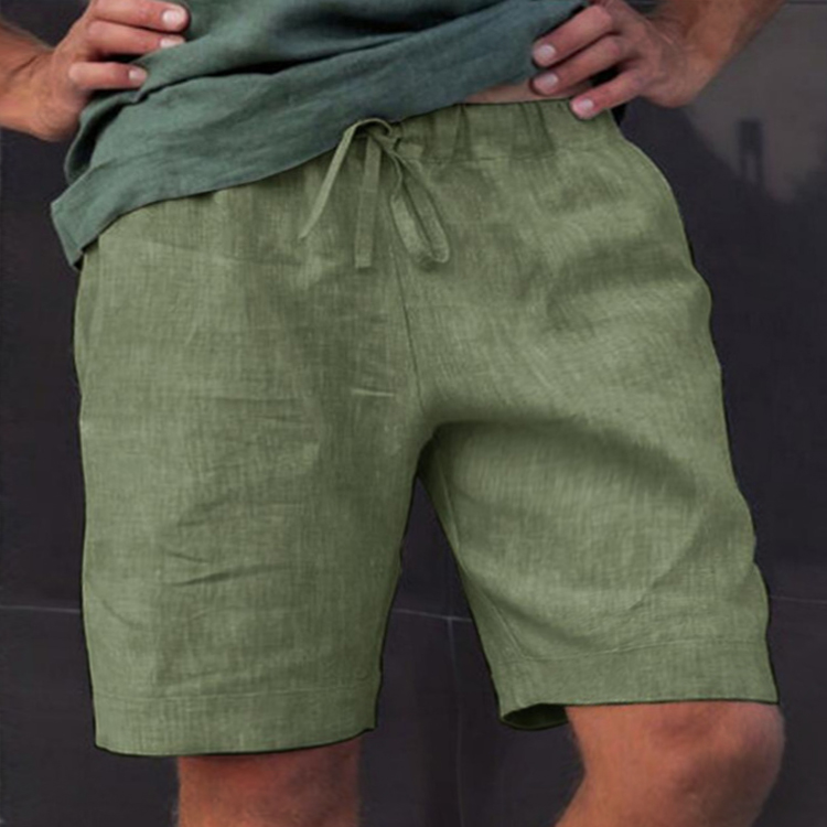 Pantalon d'été ample à lacets pour homme, short en lin uni
