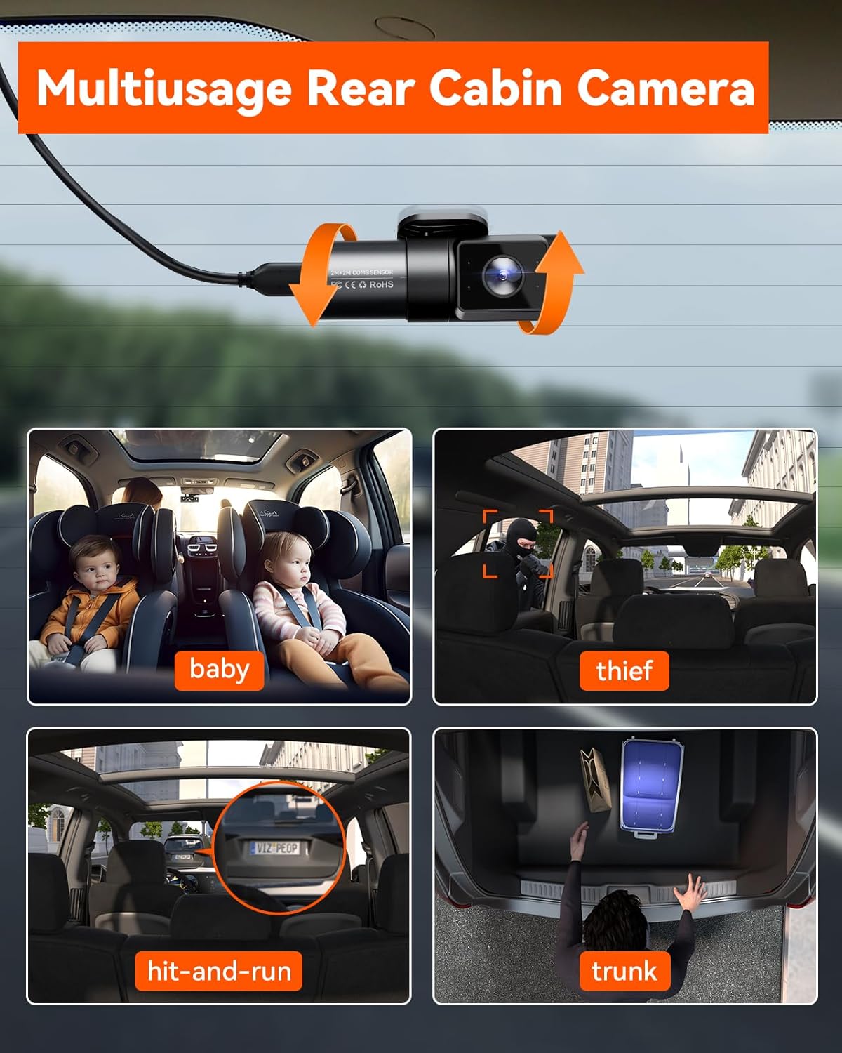 Vantrue N5 4 Channel WiFi 360° All Sides Dash Cam  STARVIS 2  IR Night Vision  2.7K+1080P*3 Front Rear Inside Dashcam  Voice Control  GPS  24 Hours Buffered Parking Mode Dash Camera  512GB Max (N5)