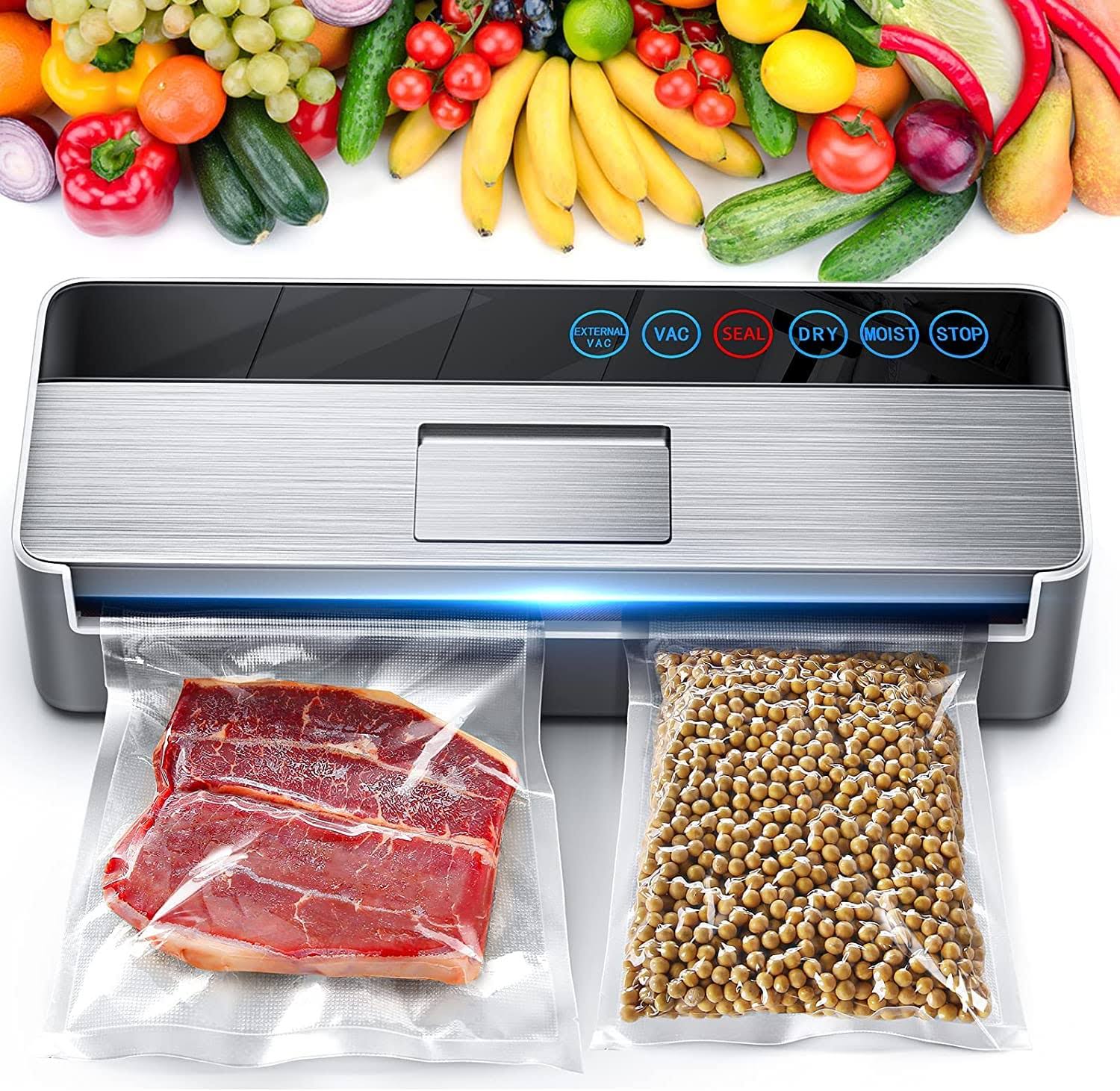 Vacuum Sealer Machine Full Automatic Food Sealer (95Kpa) Vacuum Sealers Bags for Food Air Sealing System for Food Sealer Dry Moist Food Preservation