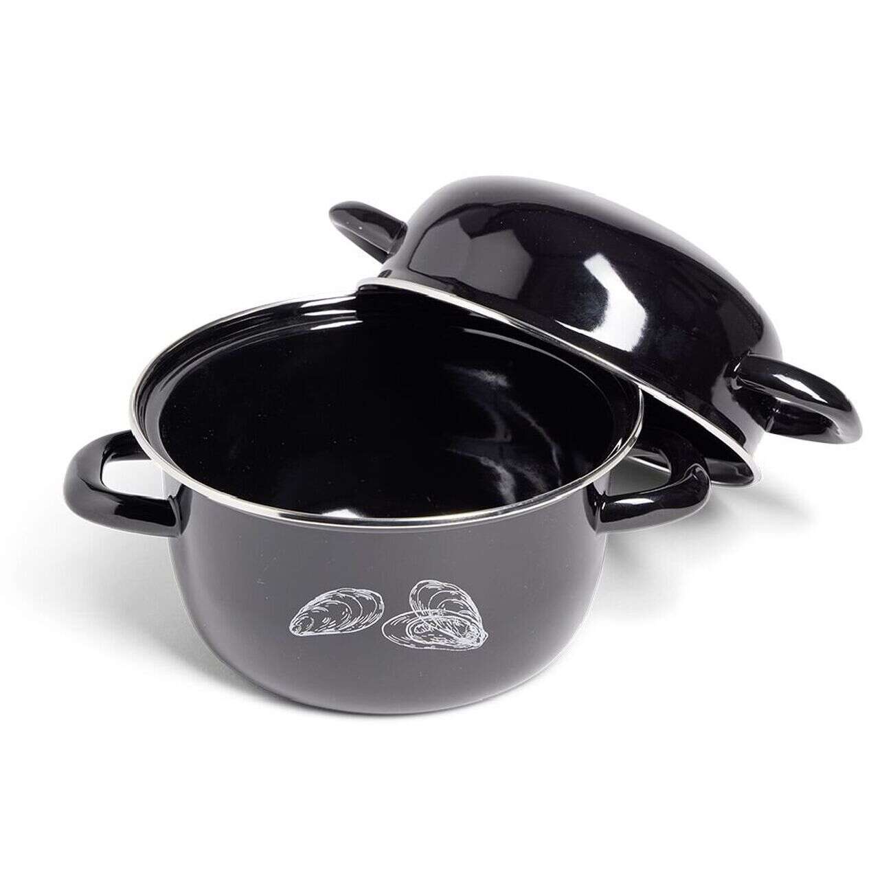 Marmite à moules avec couvercle Ø20,5cm acier noir