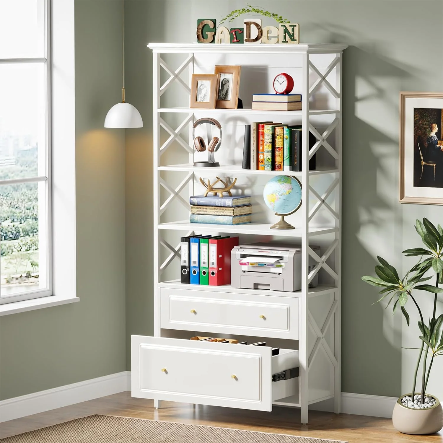5-Tier Bookcase, 31.50 x 14.17 x 71.65 in(Black) - Image 8