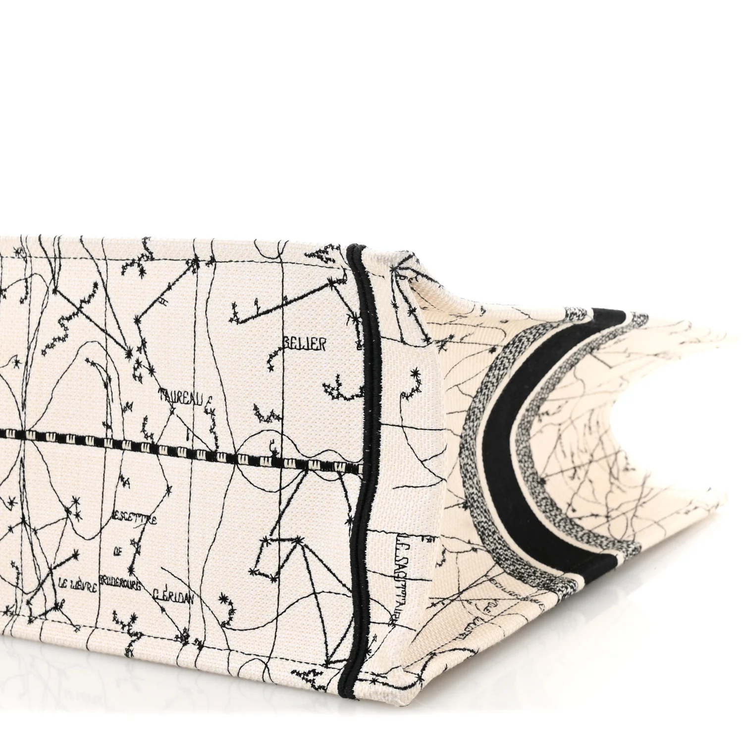 Canvas Embroidered Zodiac Book Tote Latte Multicolor