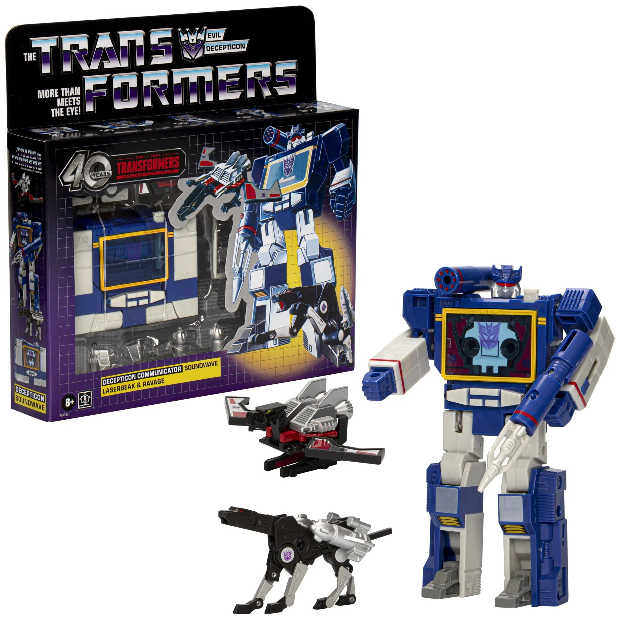 Toys Retro 40th Anniversary Soundwave, Laserbeak, Ravage Action Figures