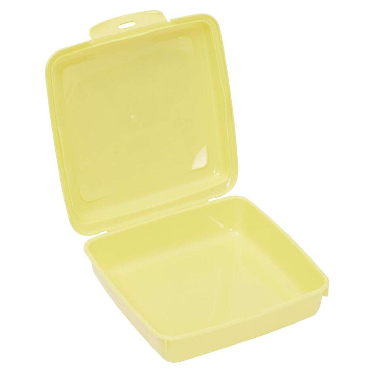 Boîte à goûter carrée plastique jaune 15x14,5xH5cm