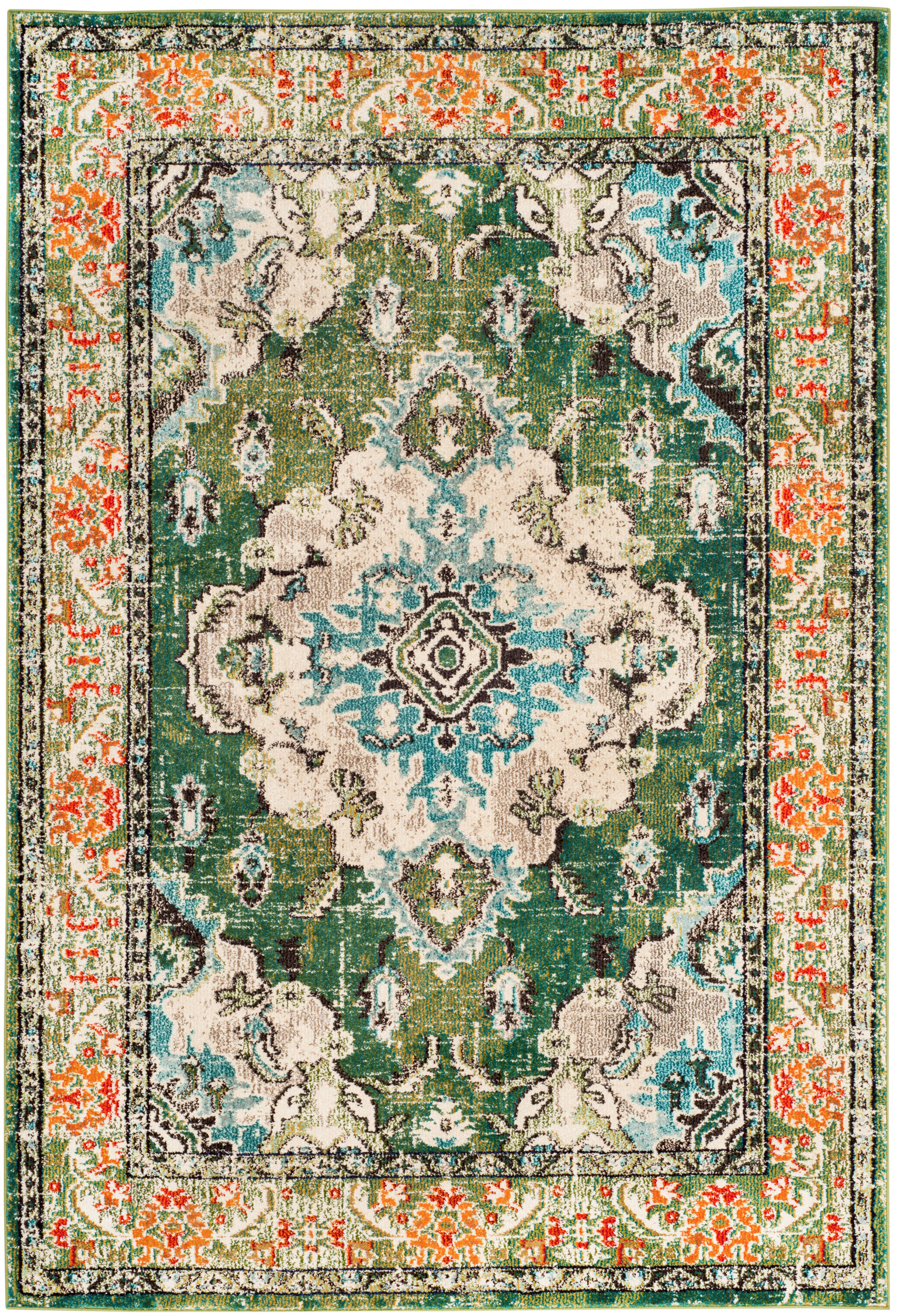 Safavieh Area Rug, Monaco, Forest Green / Light Blue, 4' 0