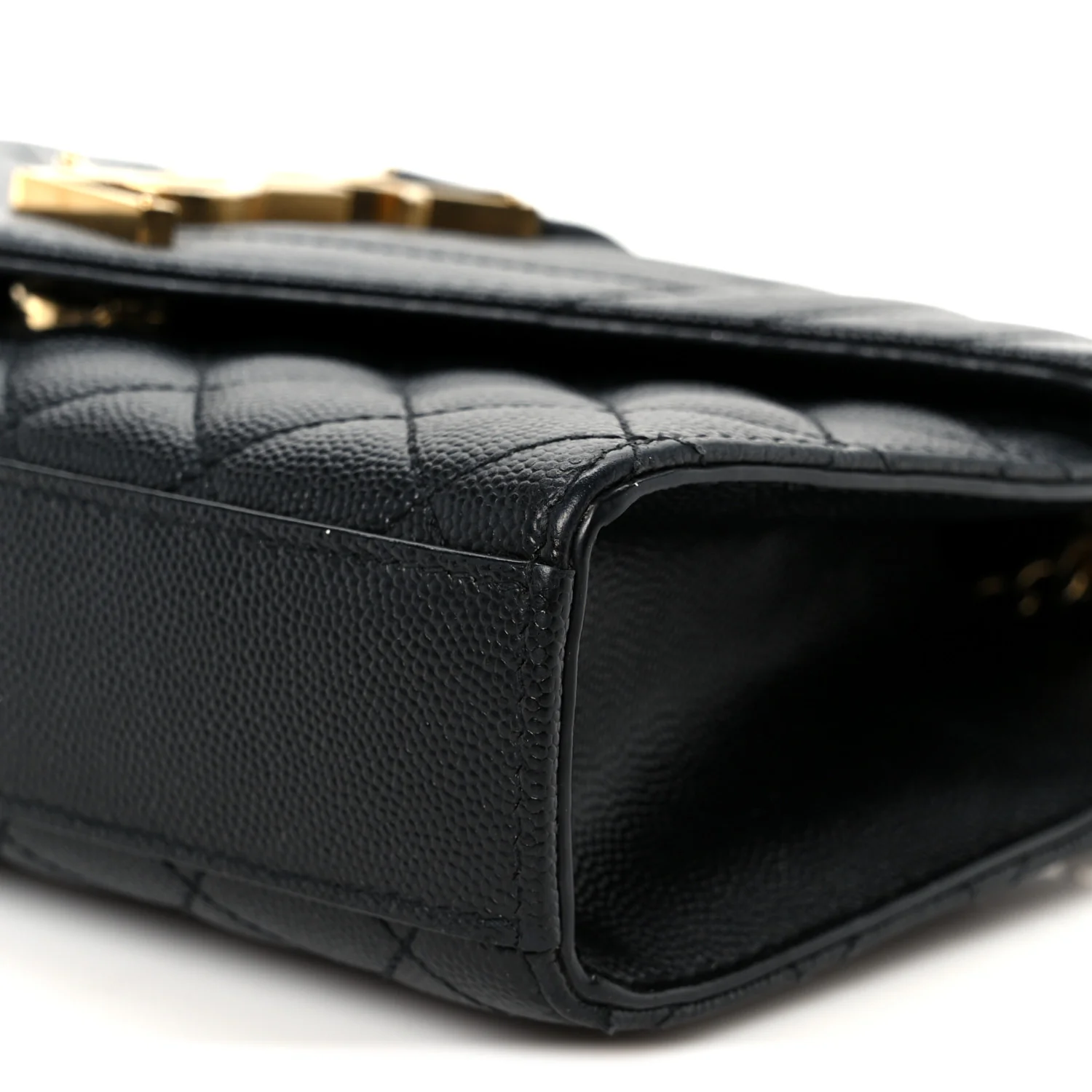 Grain De Poudre Textured Mixed Matelasse Triquilt Small Monogram Satchel Black