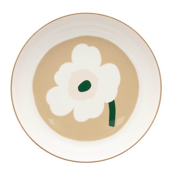 Oiva Unikko dyp tallerken 21 cm hvit/beige/grønn