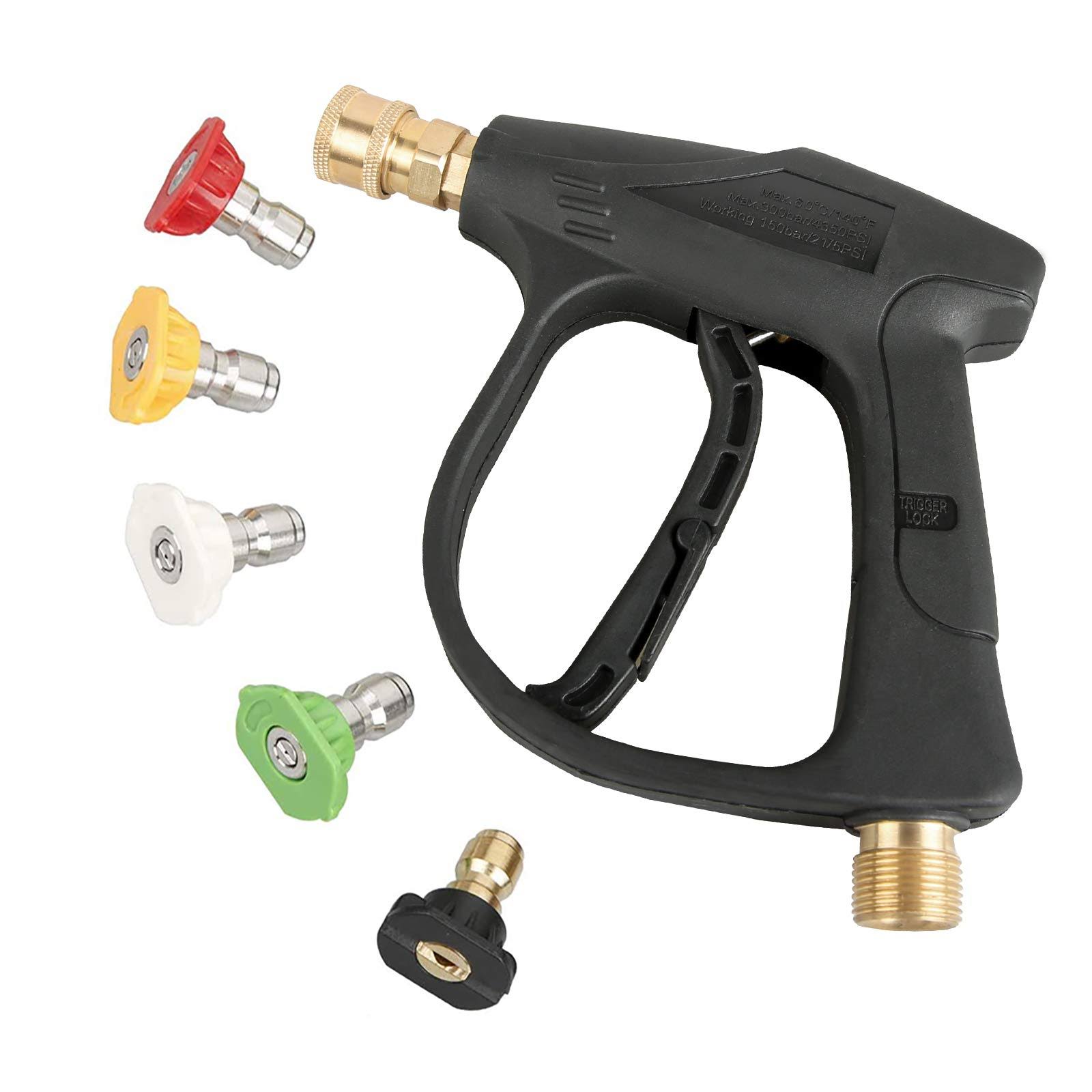 Sooprinse High Pressure Washer Gun,3000 PSI Max with 5 Color Quick Connect Nozzles M22 Hose Connector 3.0 Tip