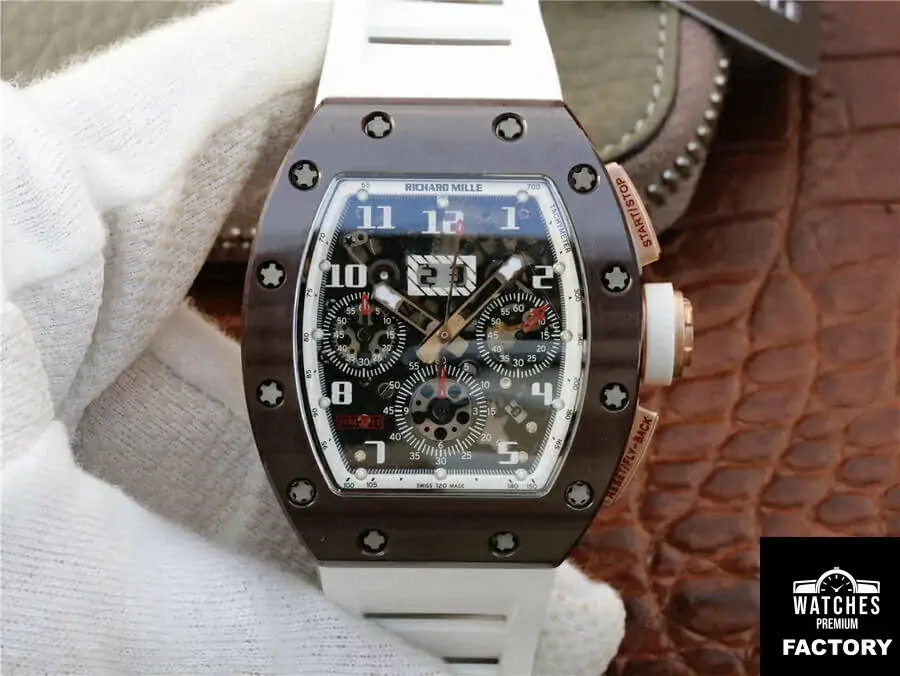 Richard Mille RM011 KV Factory White Rubber Strap