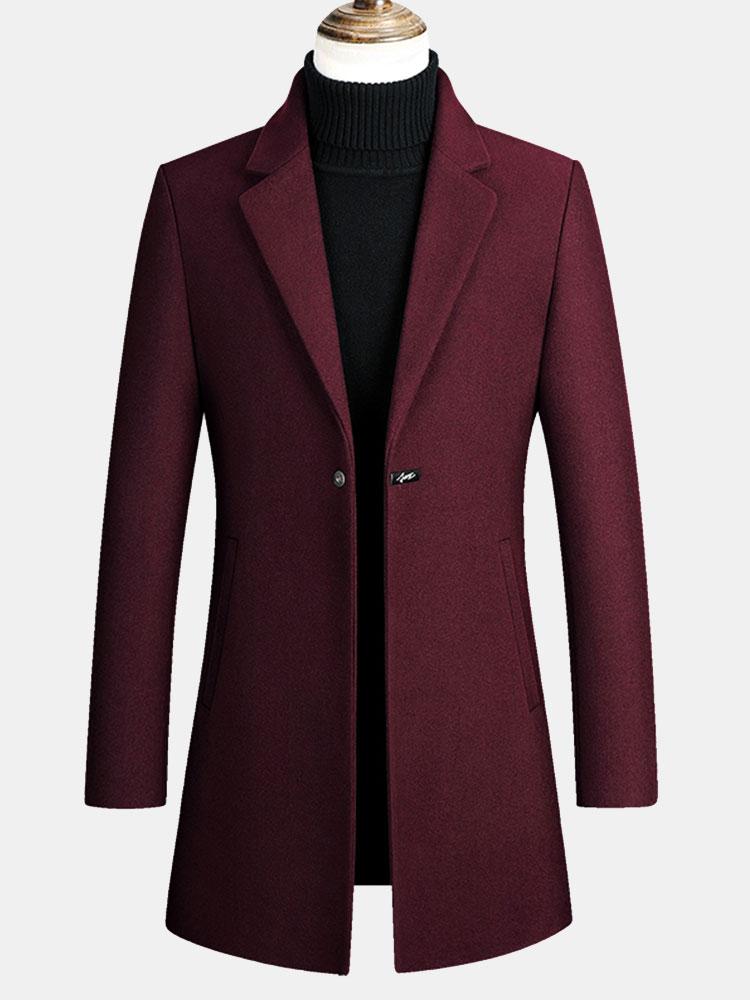 Manteau en laine à simple boutonnage et revers crantés