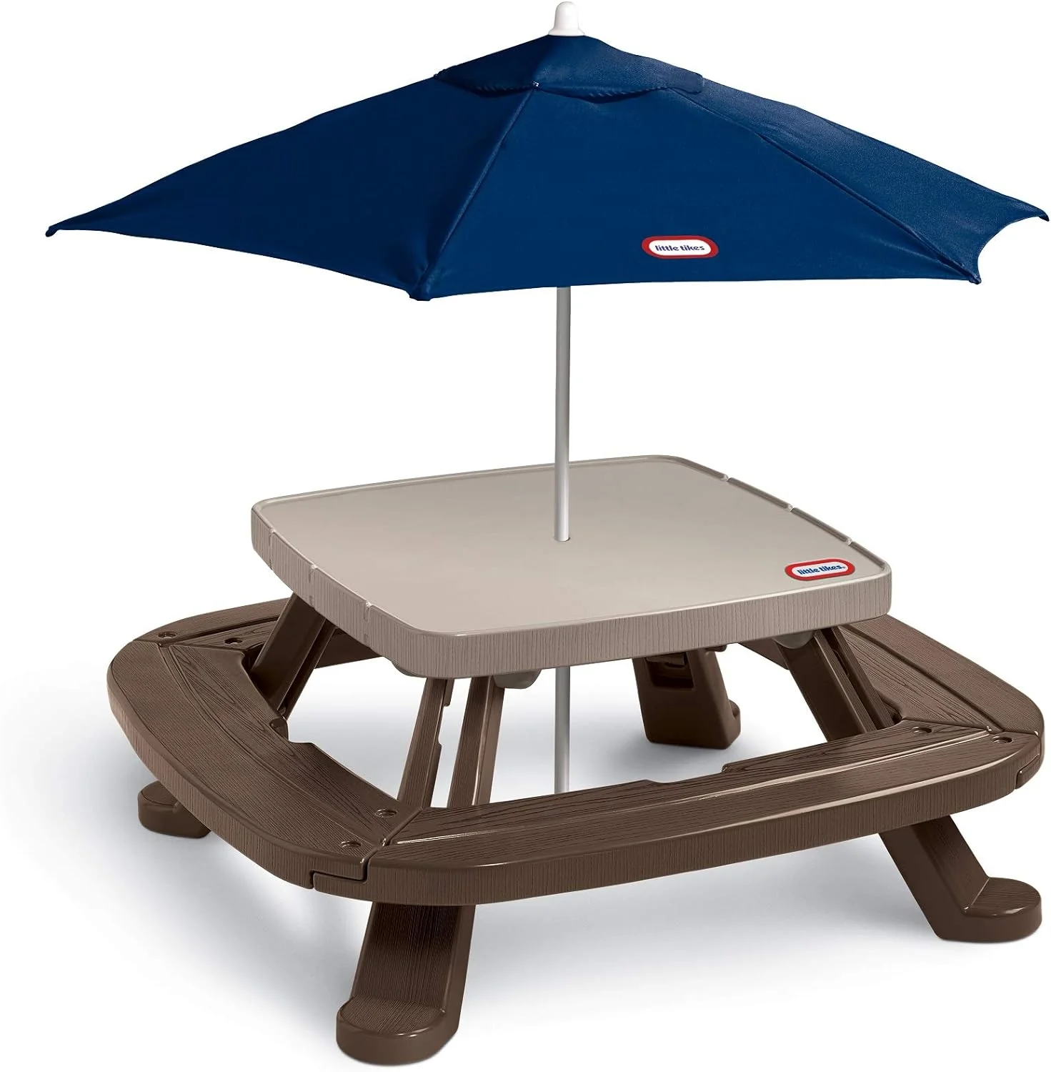 Table de pique-nique avec parasol, marron