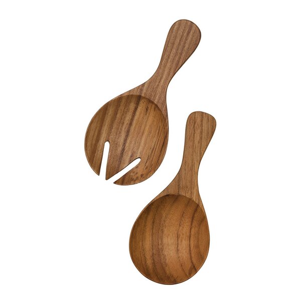 Teak salatbestikk korte 2 deler 17 cm tre