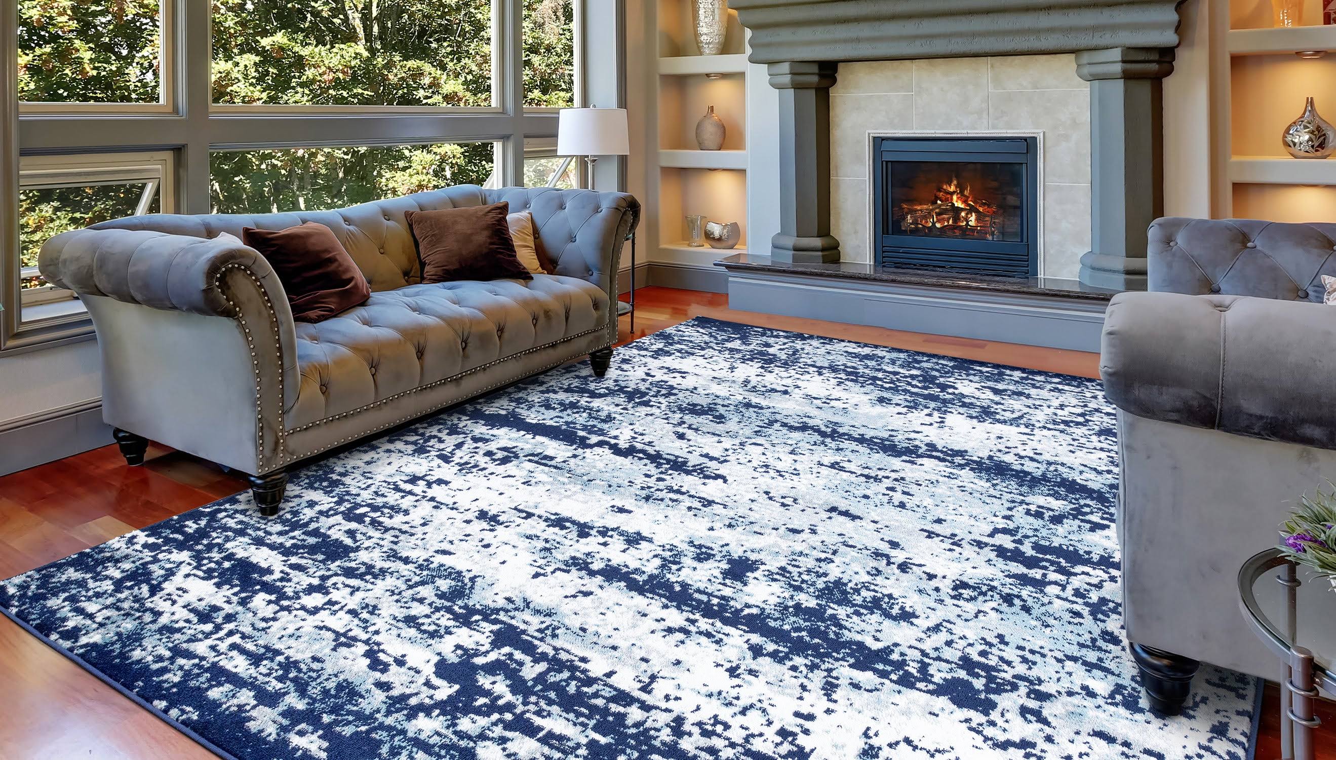 Concord Global Trading Jefferson Collection Abstract Navy 3 ft. x 4 ft. Area Rug