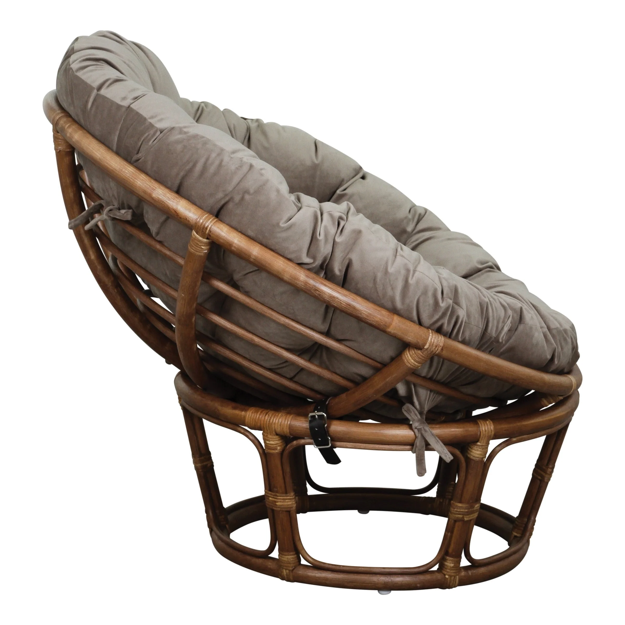 OSP Home Furnishings Specialty Seating Series Papasan Chair, Brown Rattan Frame with Green Round Pillow Cushion(Green) Image 2