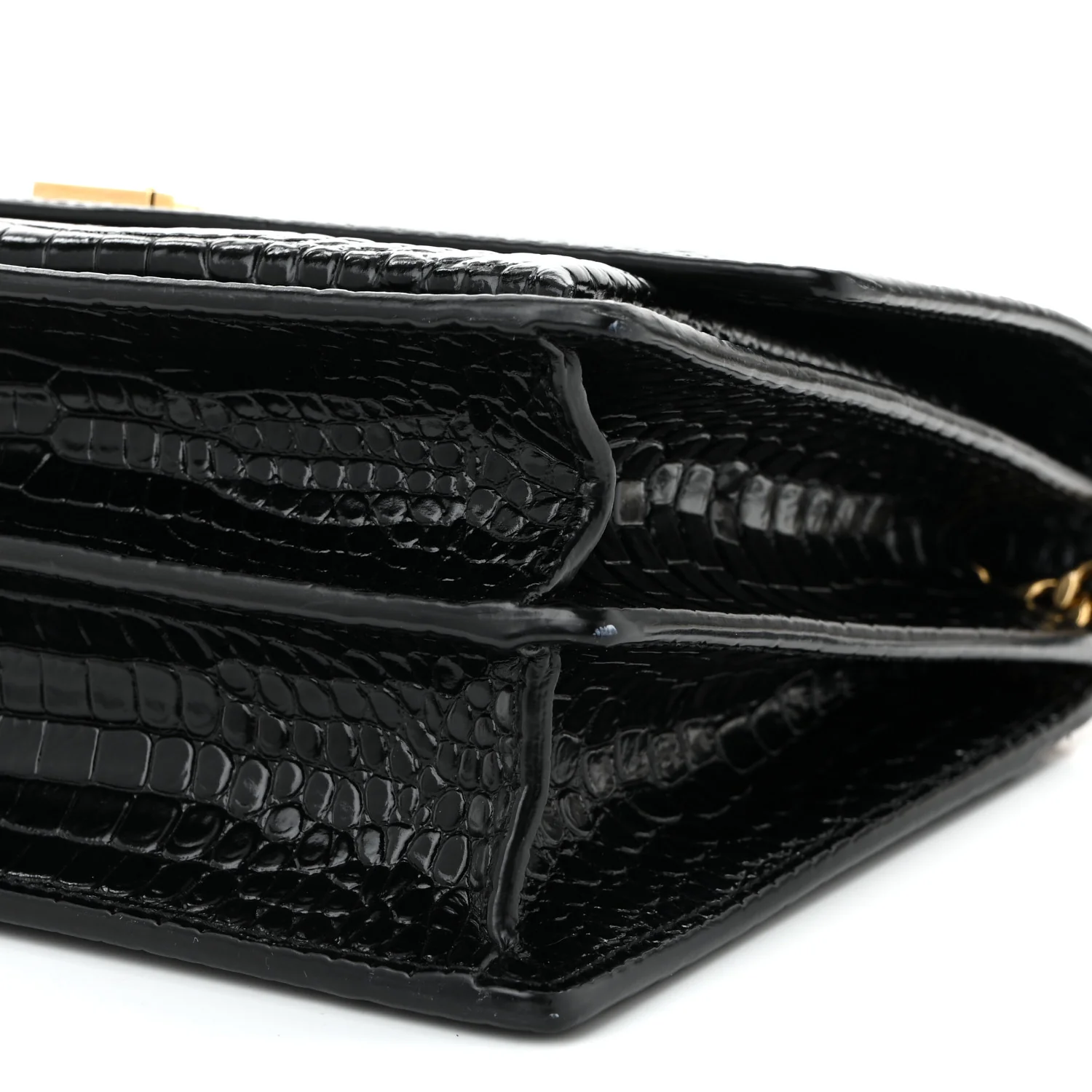 Calfskin Crocodile Embossed Large Monogram Sunset Black
